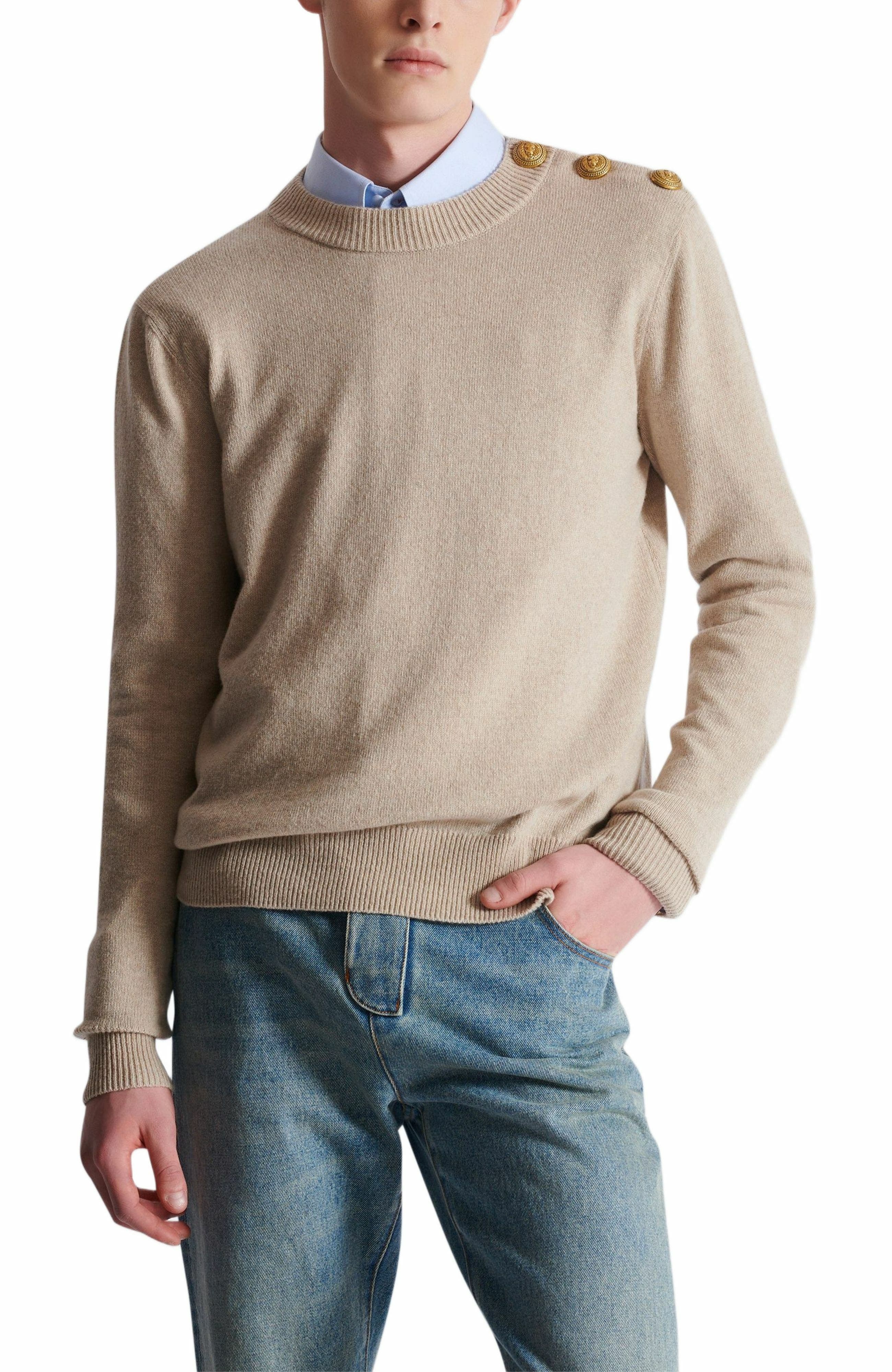 Balmain Eco-cashmere jumper in Beige at Nordstrom - 4