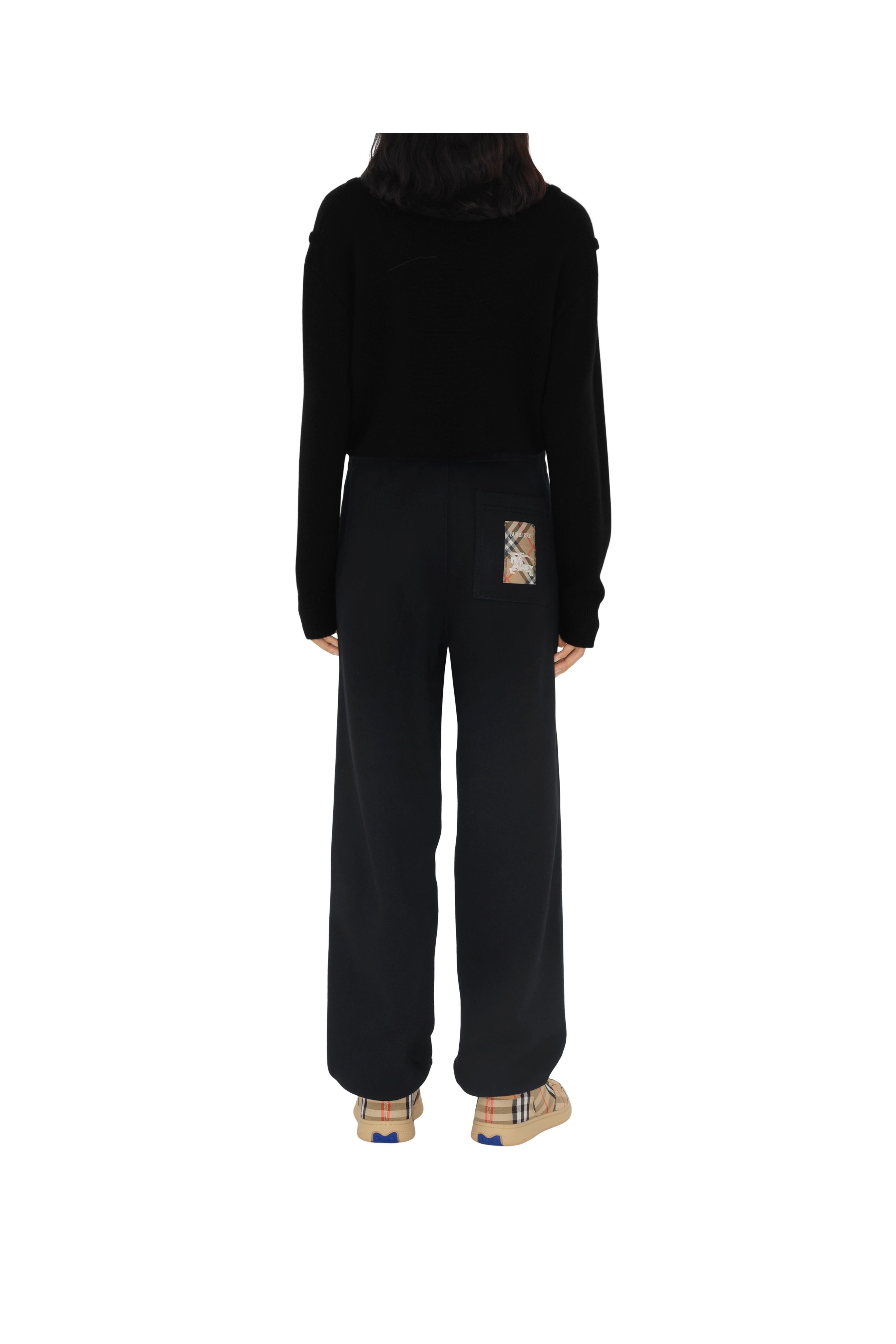 burberry Check Label Cotton Jogging Pants in Black at Nordstrom - 5