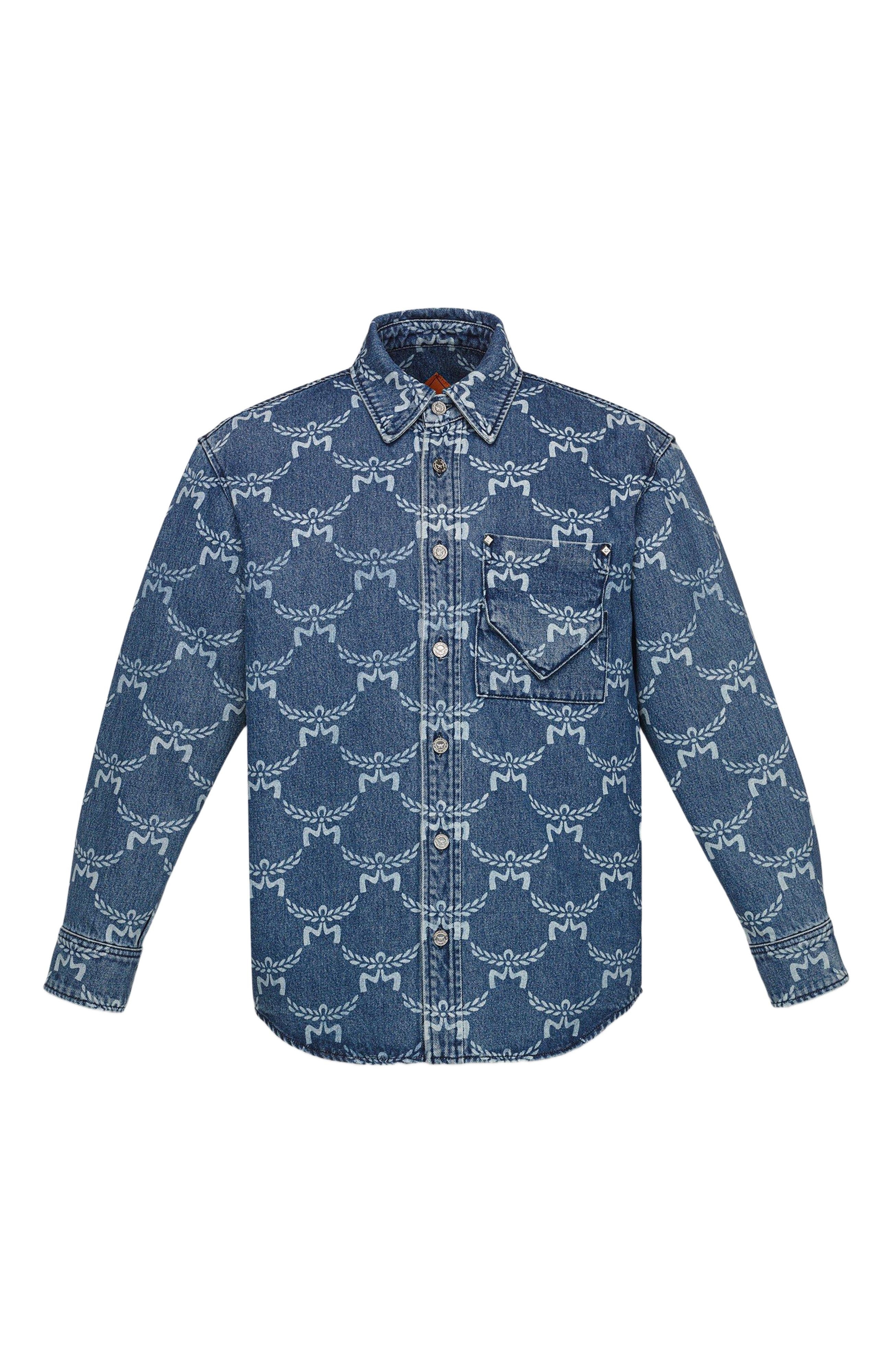 MCM Lauretos Monogram Denim Shirt in Indigo at Nordstrom - 2