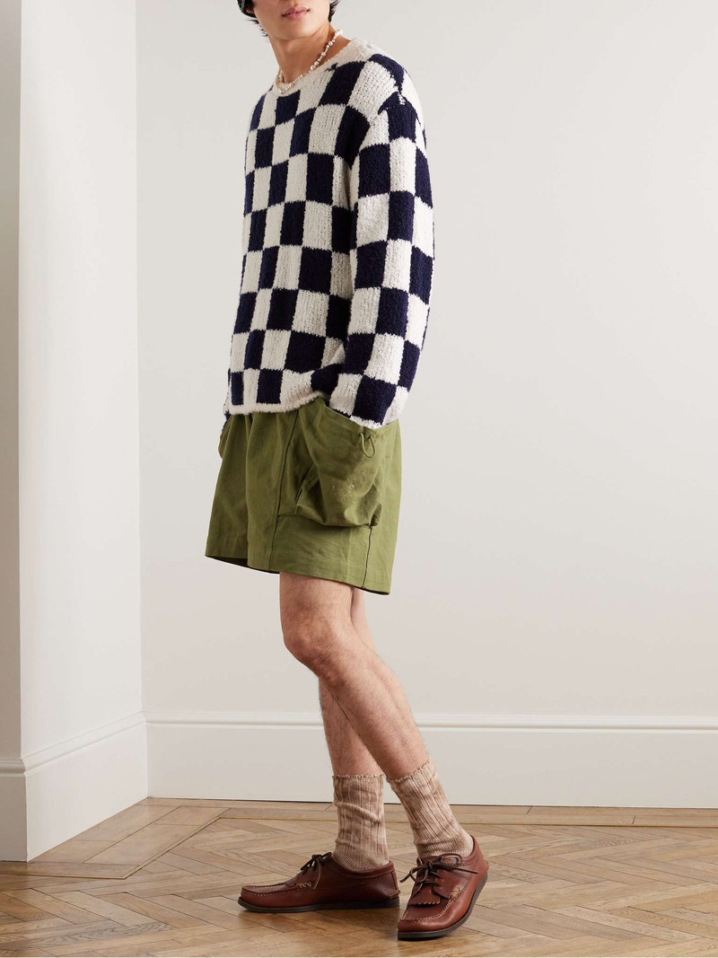 Story mfg. Salt Wide-Leg Embroidered Slub Organic Cotton Drawstring Shorts outlook