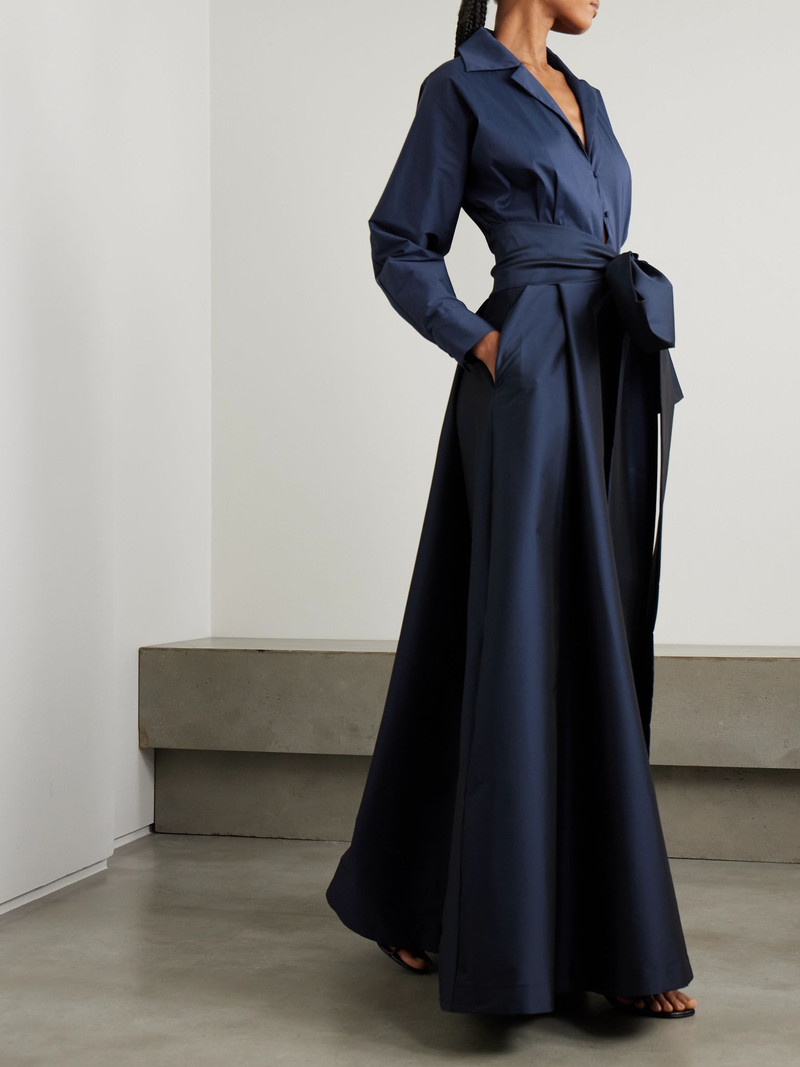 BERNADETTE Beatrice belted taffeta maxi shirt dress Navy outlook