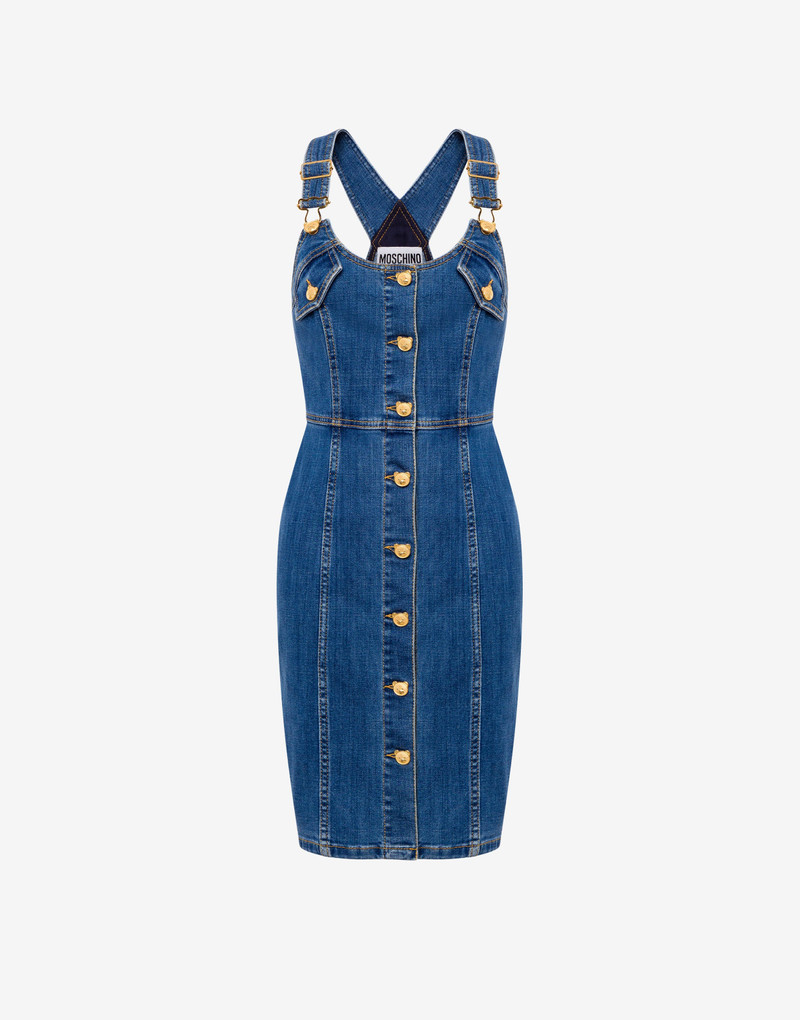 TEDDY BUTTONS DENIM DUNGAREES DRESS 1