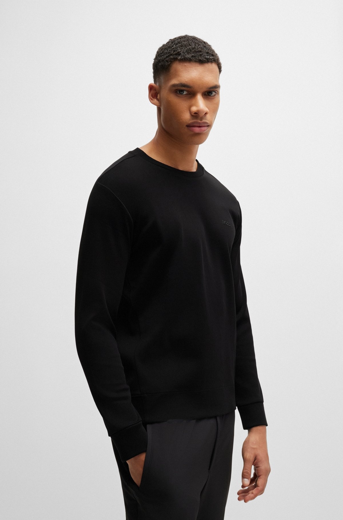 INTERLOCK-COTTON SWEATSHIRT WITH LOGO DETAIL AND CREW NECKLINE - 2