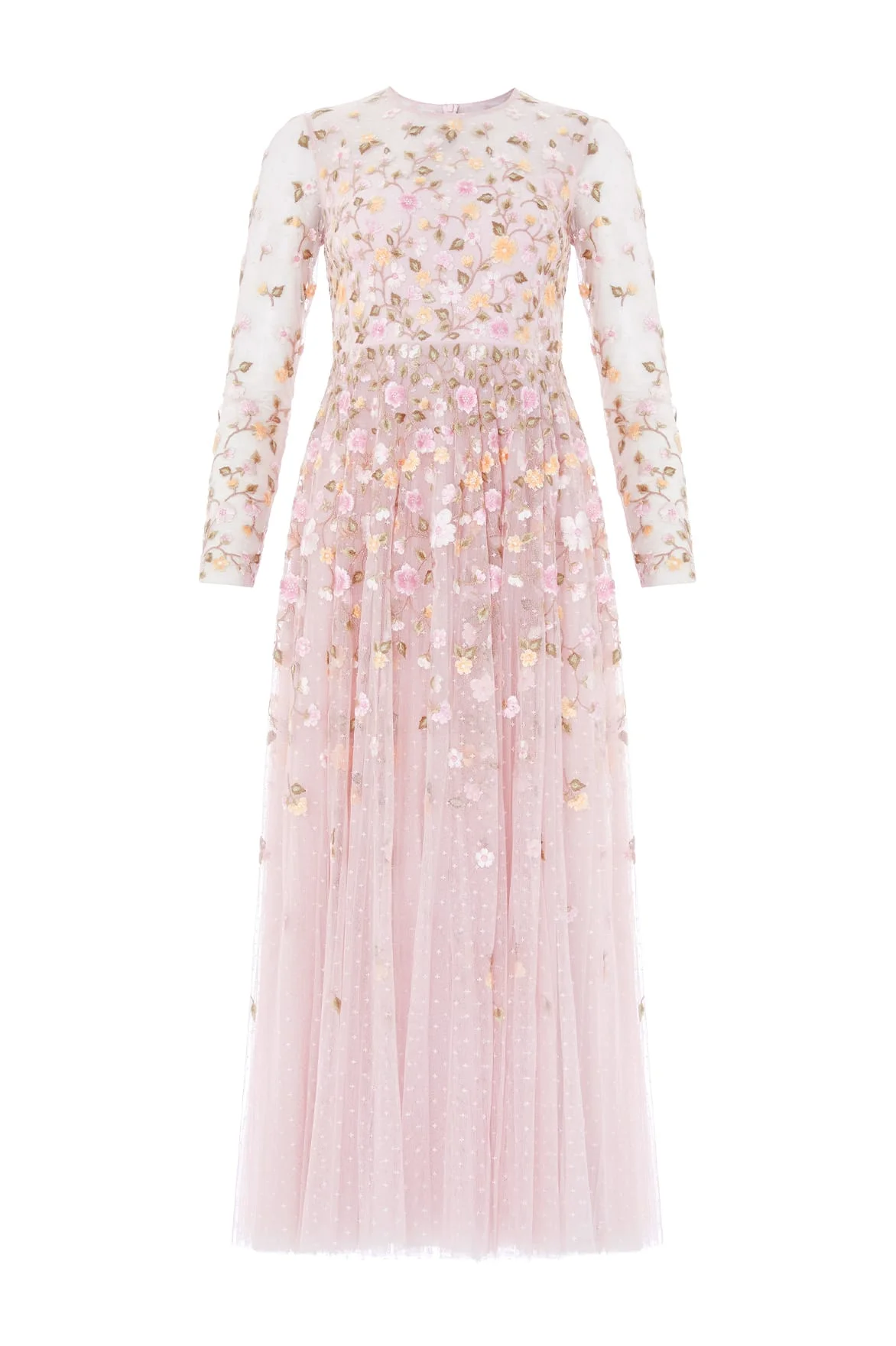 Trailing Roses Long Sleeve Ankle Gown - 1