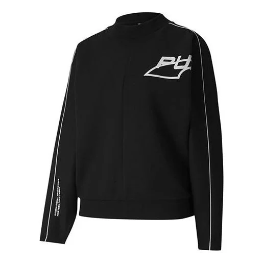 (WMNS) PUMA Evide Logo Printing Round-neck Sweatshirt Black 597384-01 - 1