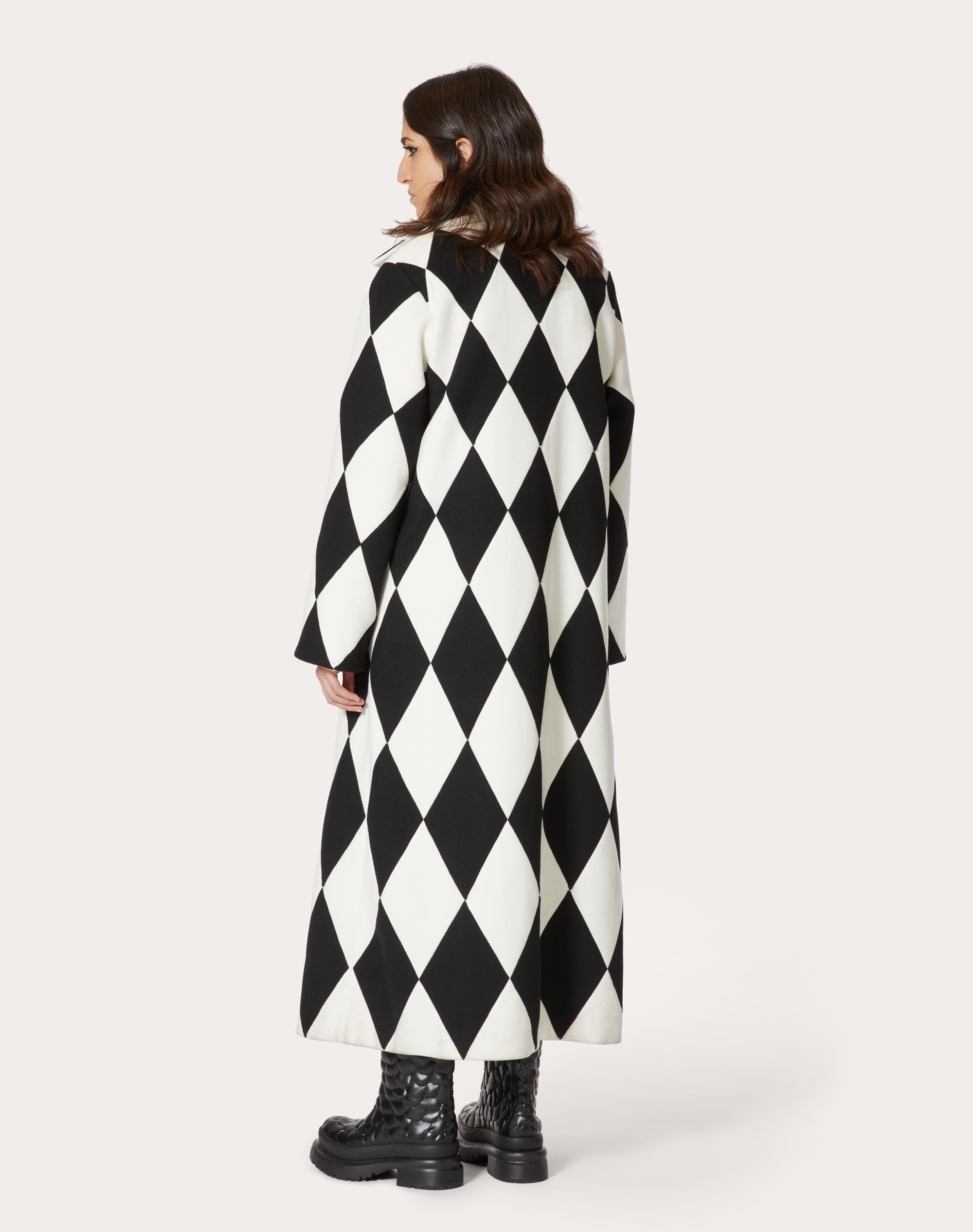 LONG COAT IN INTARSIA COMPACT DRAP - 4
