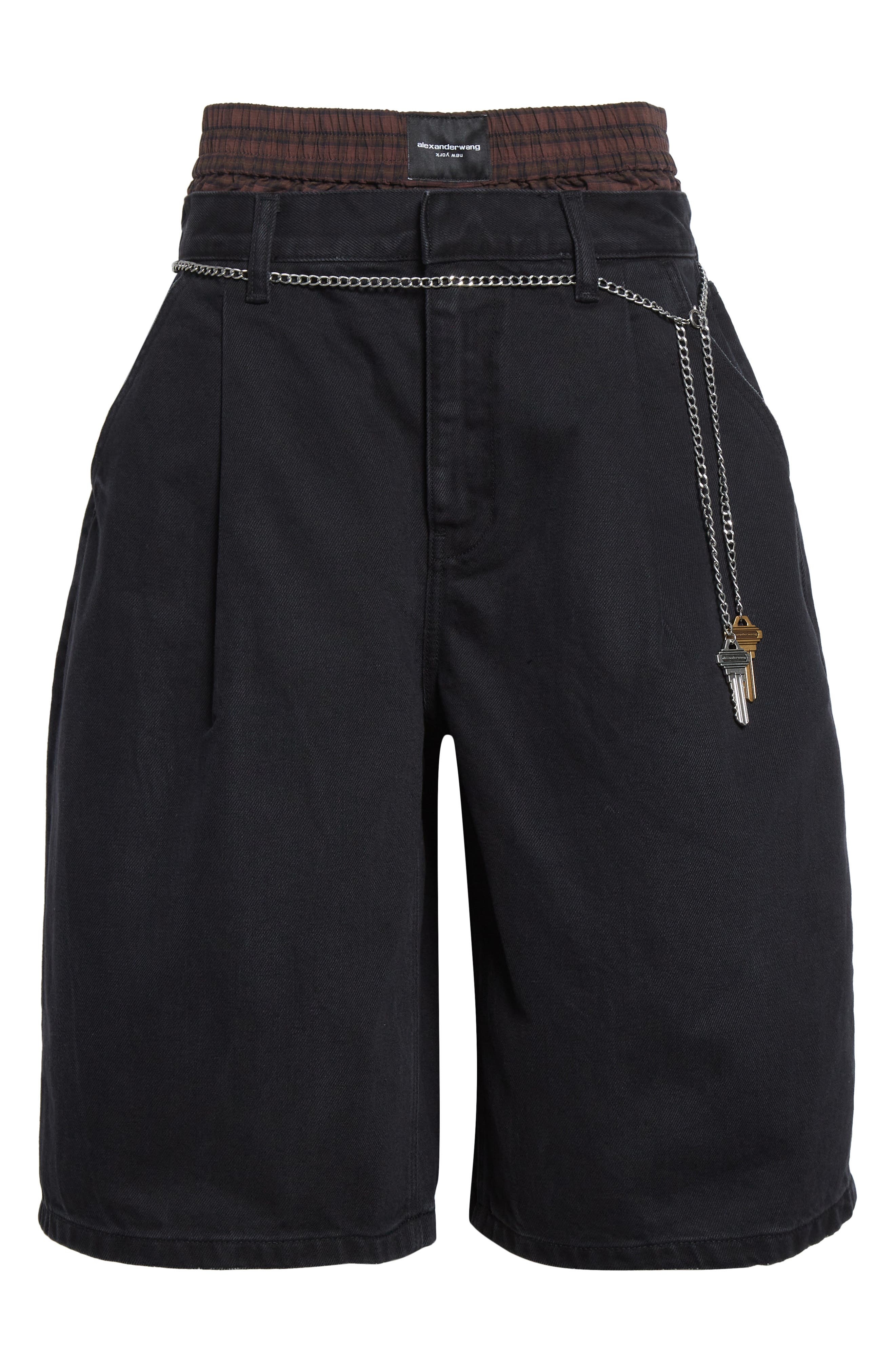 Alexander Wang Pre-Styled Pleated Denim Shorts with Chain Belt in Faded Black at Nordstrom - 5