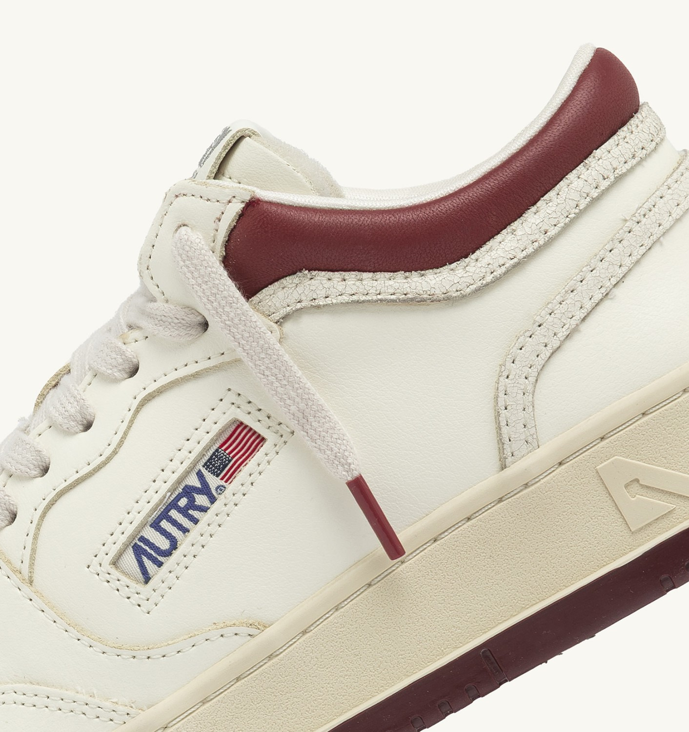 MED-WAY SNEAKERS IN LEATHER COLOR MARSHMALLOW AND SYRAH - 7