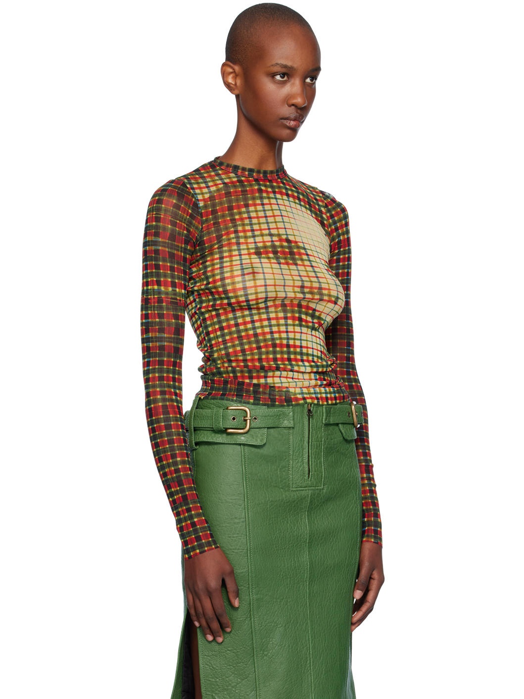 Yellow & Green Tartan Face T-shirt - 2