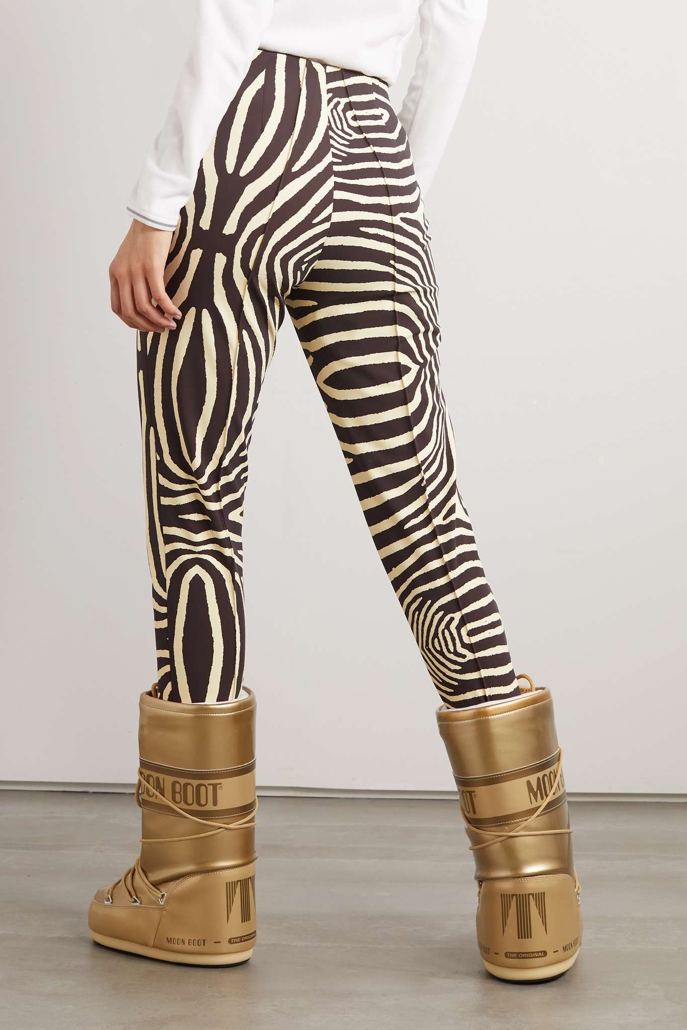 Elaine zebra-print stretch stirrup ski pants - 4