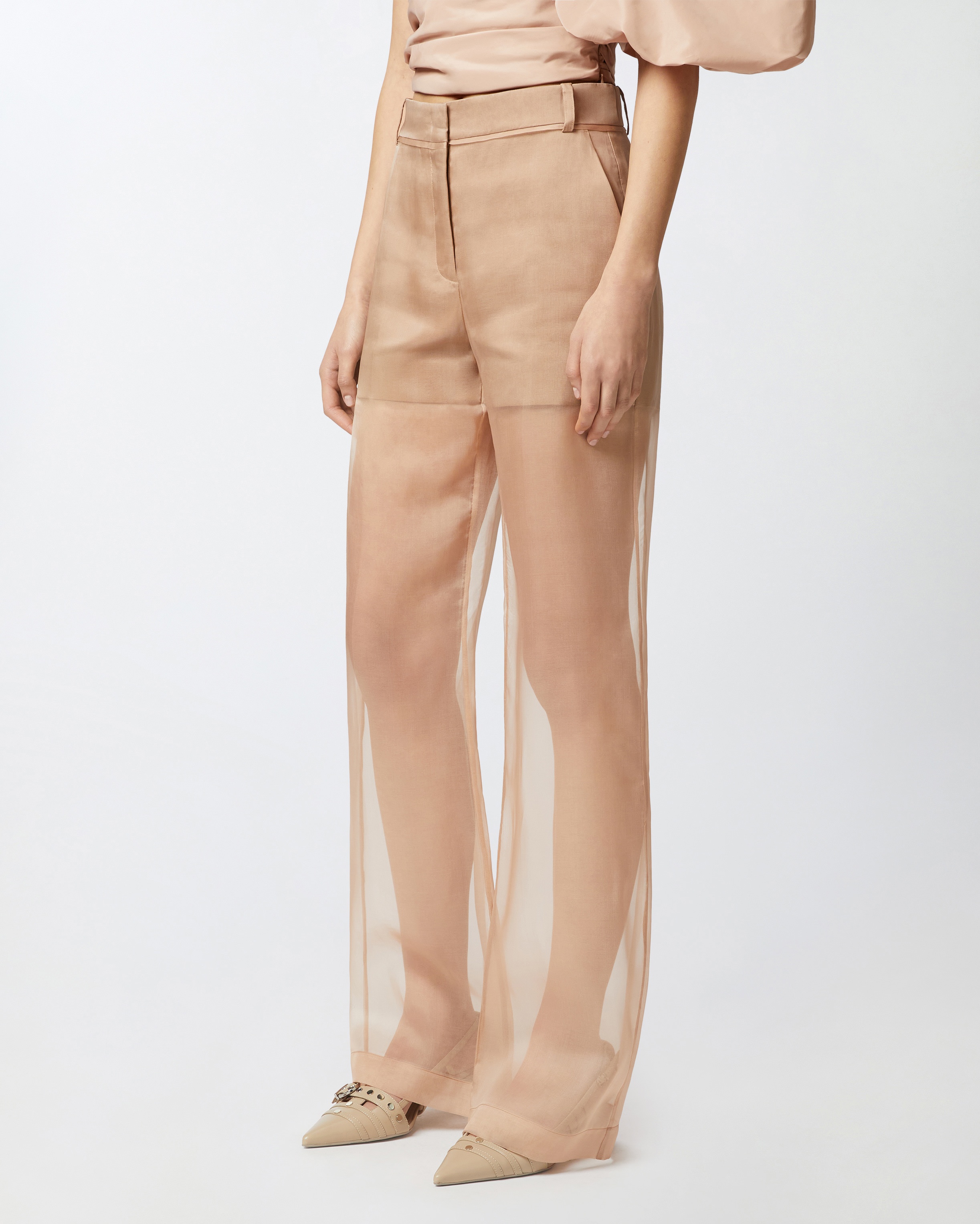 WIDE-LEG TROUSERS IN SHEER ORGANZA AND LINEN - 3