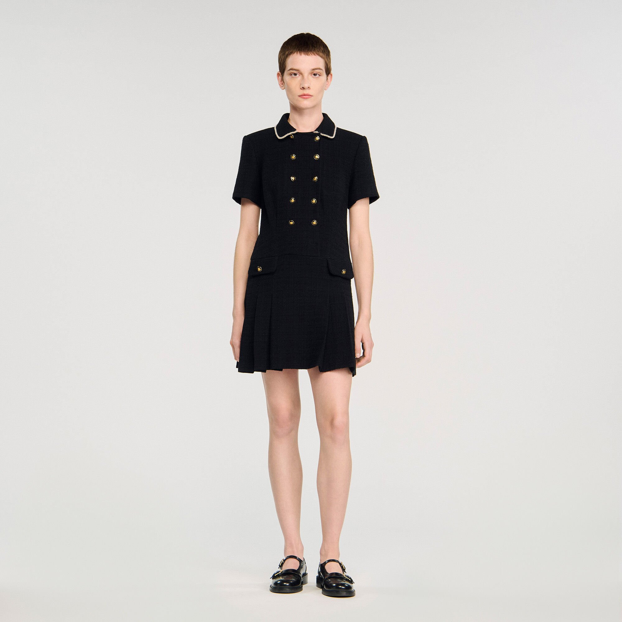 MINI BUTTONED TWEED DRESS - 2