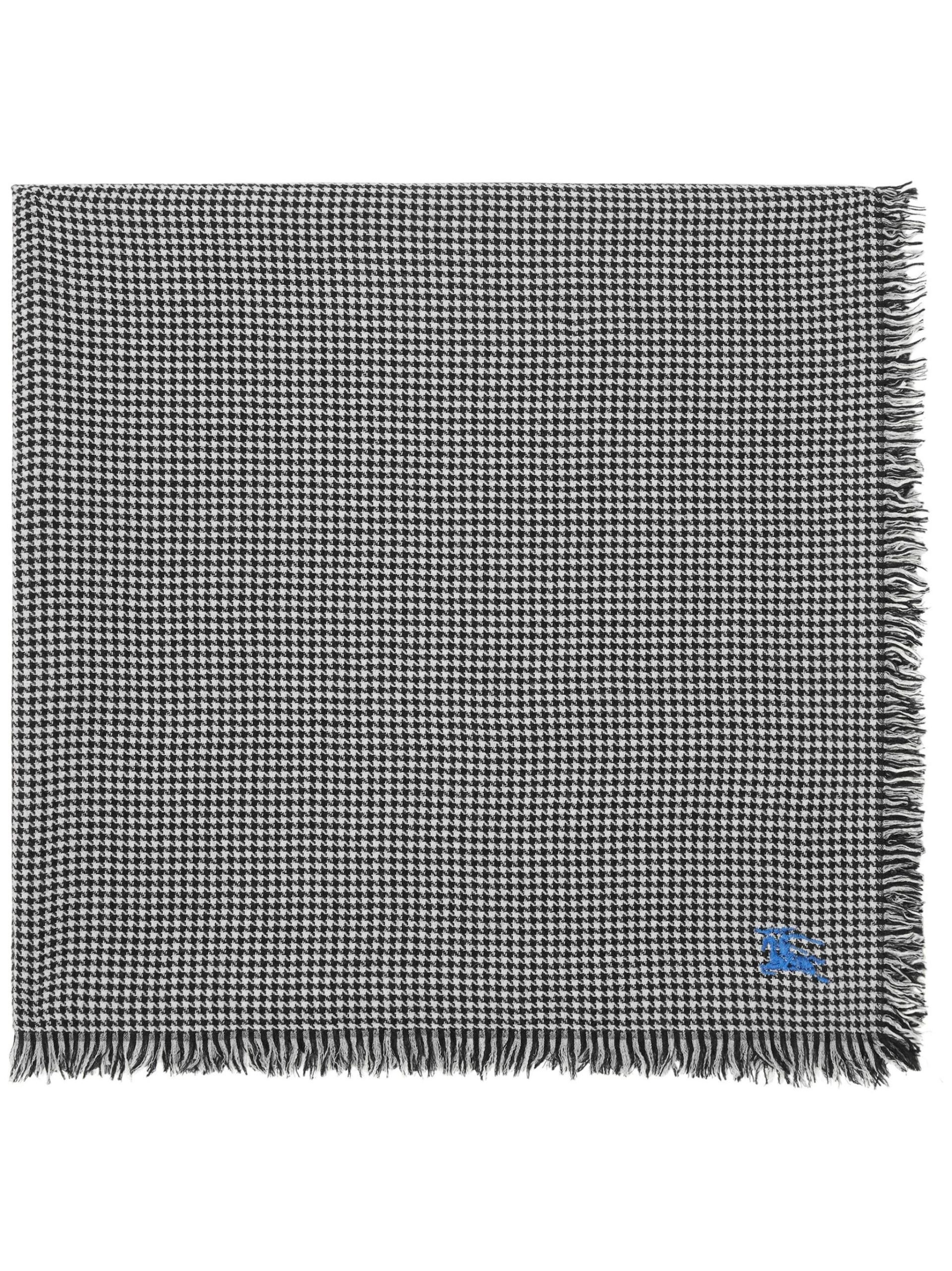 Black And White Houndstooth Logo-Embroidered Scarf - 1