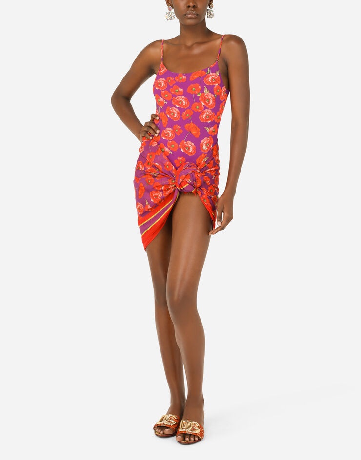 Poppy-print one-piece swimsuit - 2