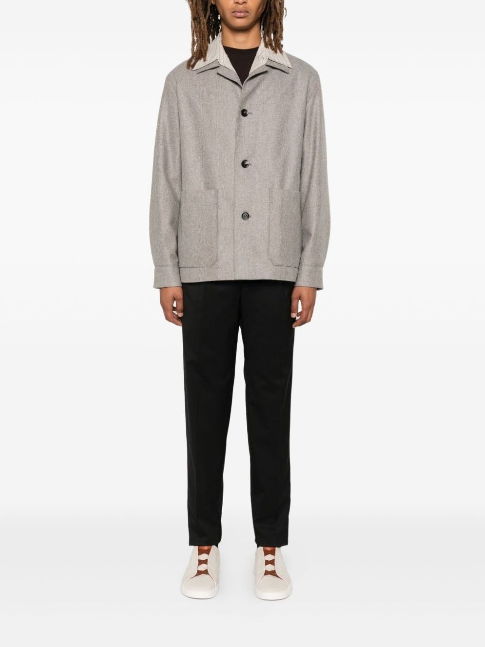 button-up textured jacket - 2