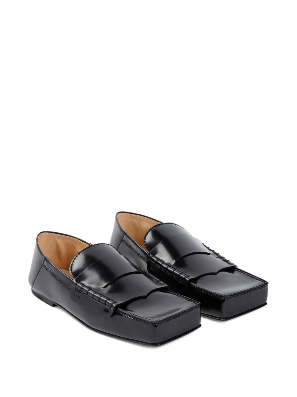 leather square-toe loafers - 2