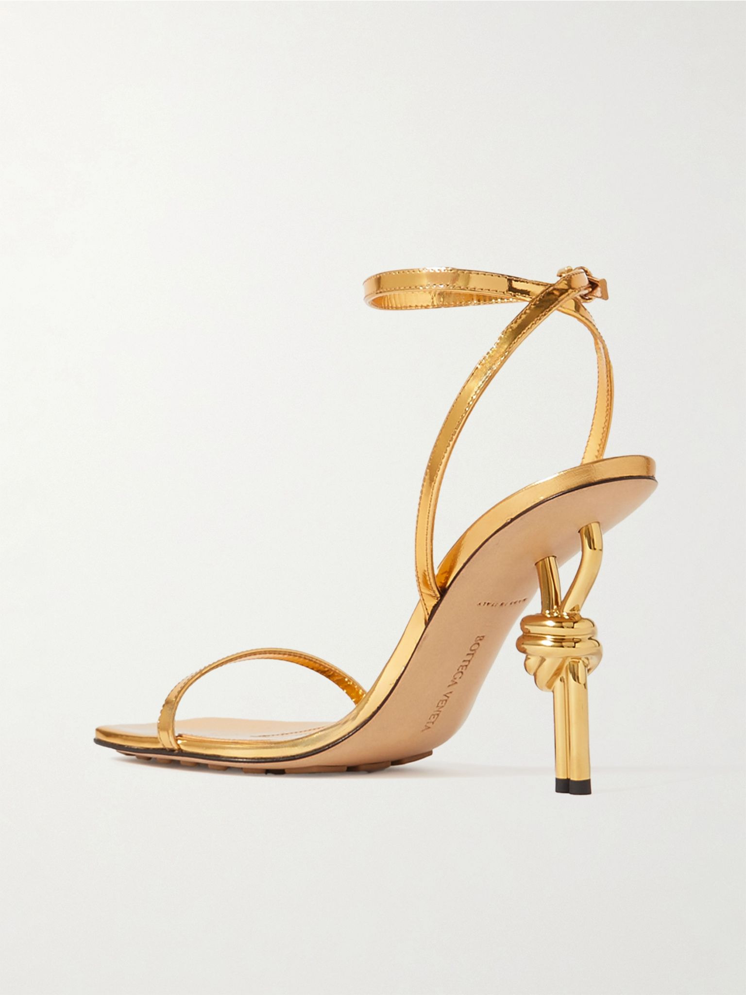 Knot metallic leather sandals Gold - 3