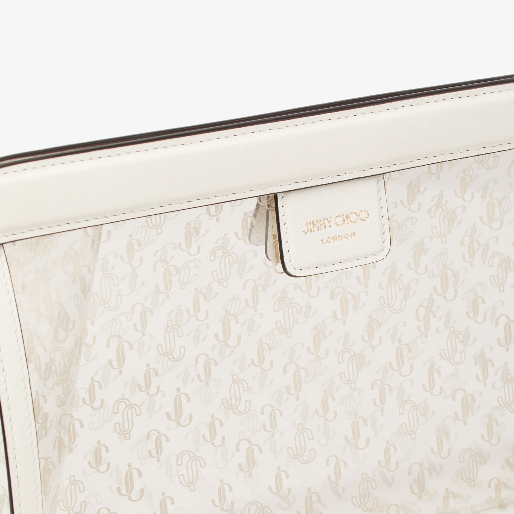 Varenne Pouch
Clear Monogrammed Plexi and Latte Leather Pouch Bag - 4