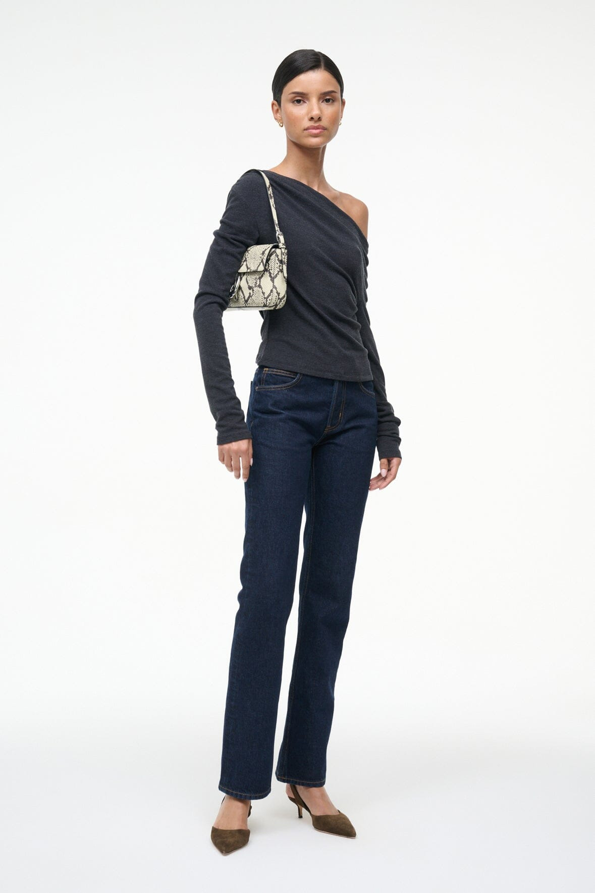 STAUD HARLOW BAG WHITE SNAKE - 8