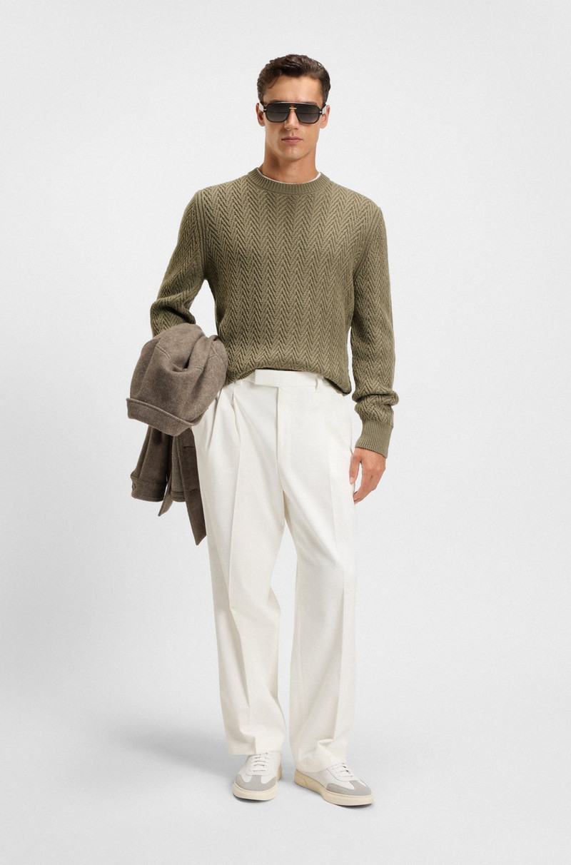 BOSS VIRGIN-WOOL SWEATER WITH HERRINGBONE STRUCTURE outlook