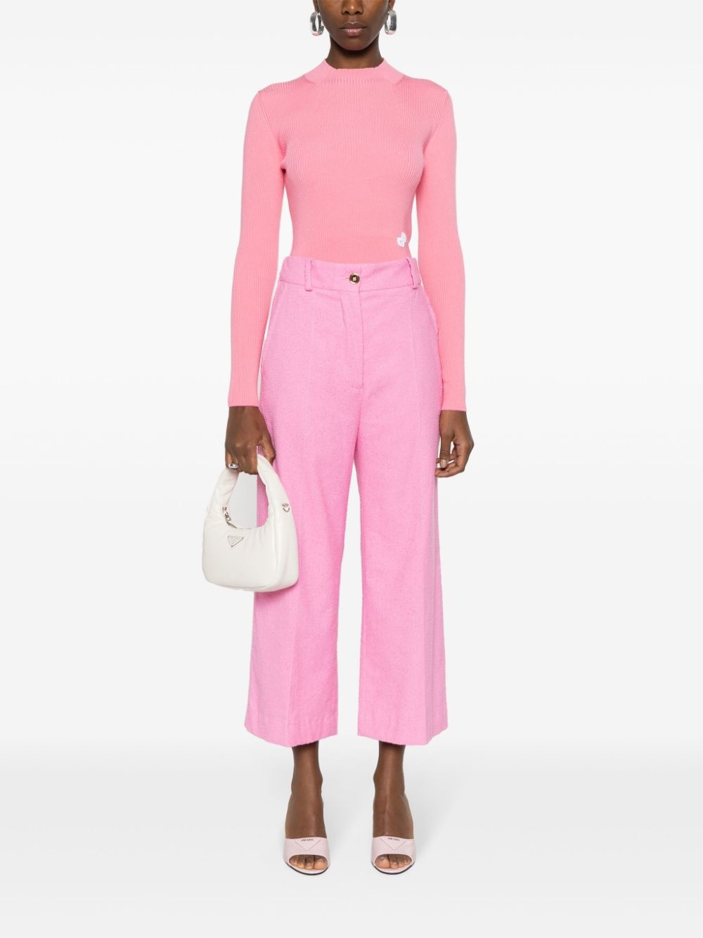 towelling-finish straight-leg trousers - 2