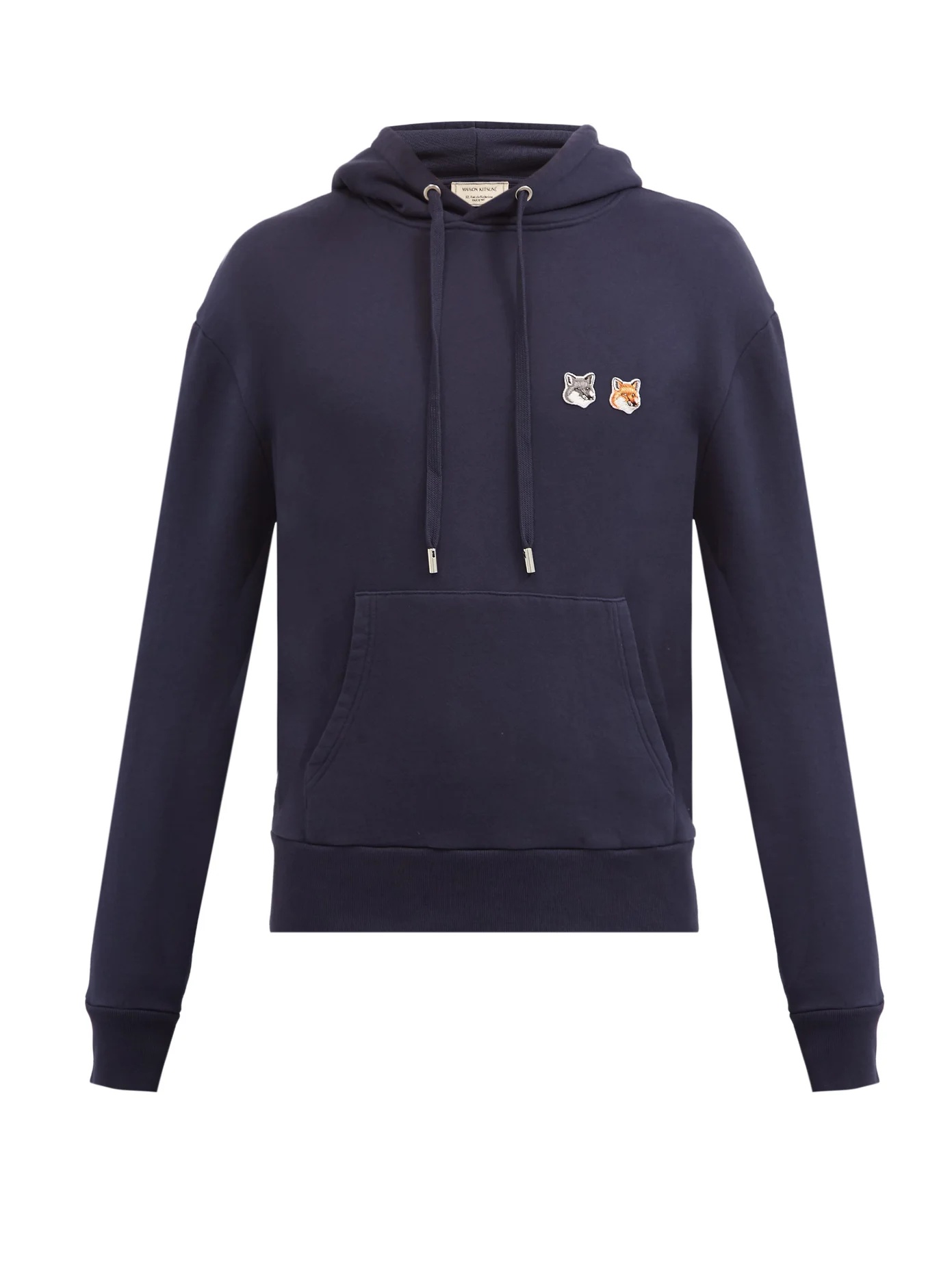 Double Fox Head-patch cotton hooded sweatshirt - 1