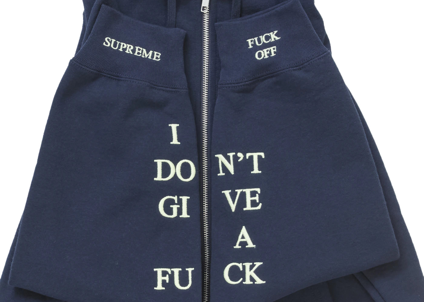 Supreme Supreme IDGAF Zip Up Hooded Sweatshirt Navy - 78d76890