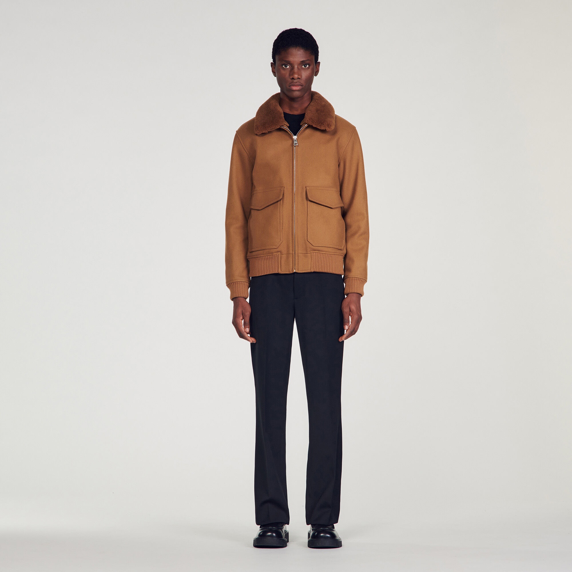 AVIATOR JACKET WITH SHEEPSKIN COLLAR - 3