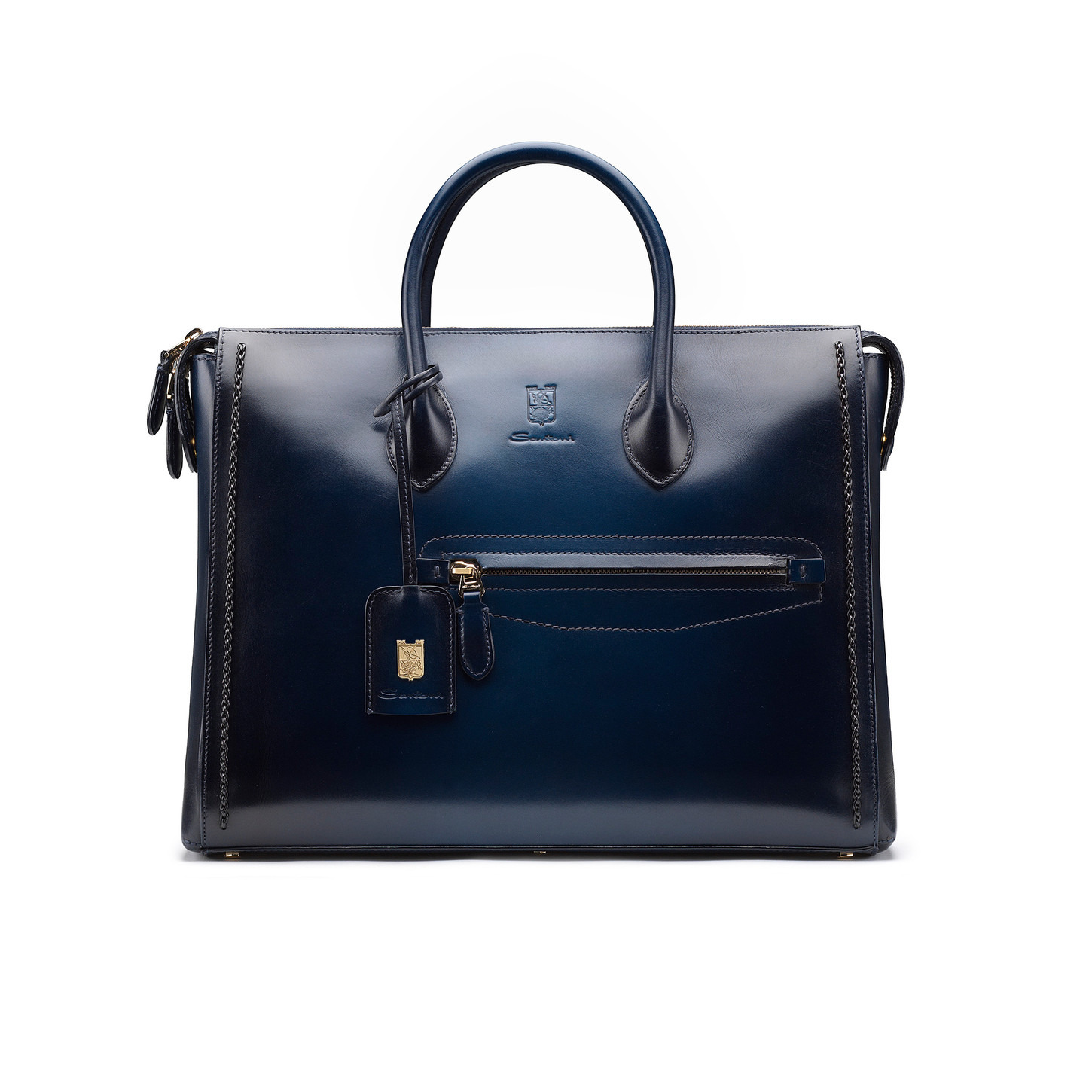 Blue leather Meraviglia Collection laptop bag - 1