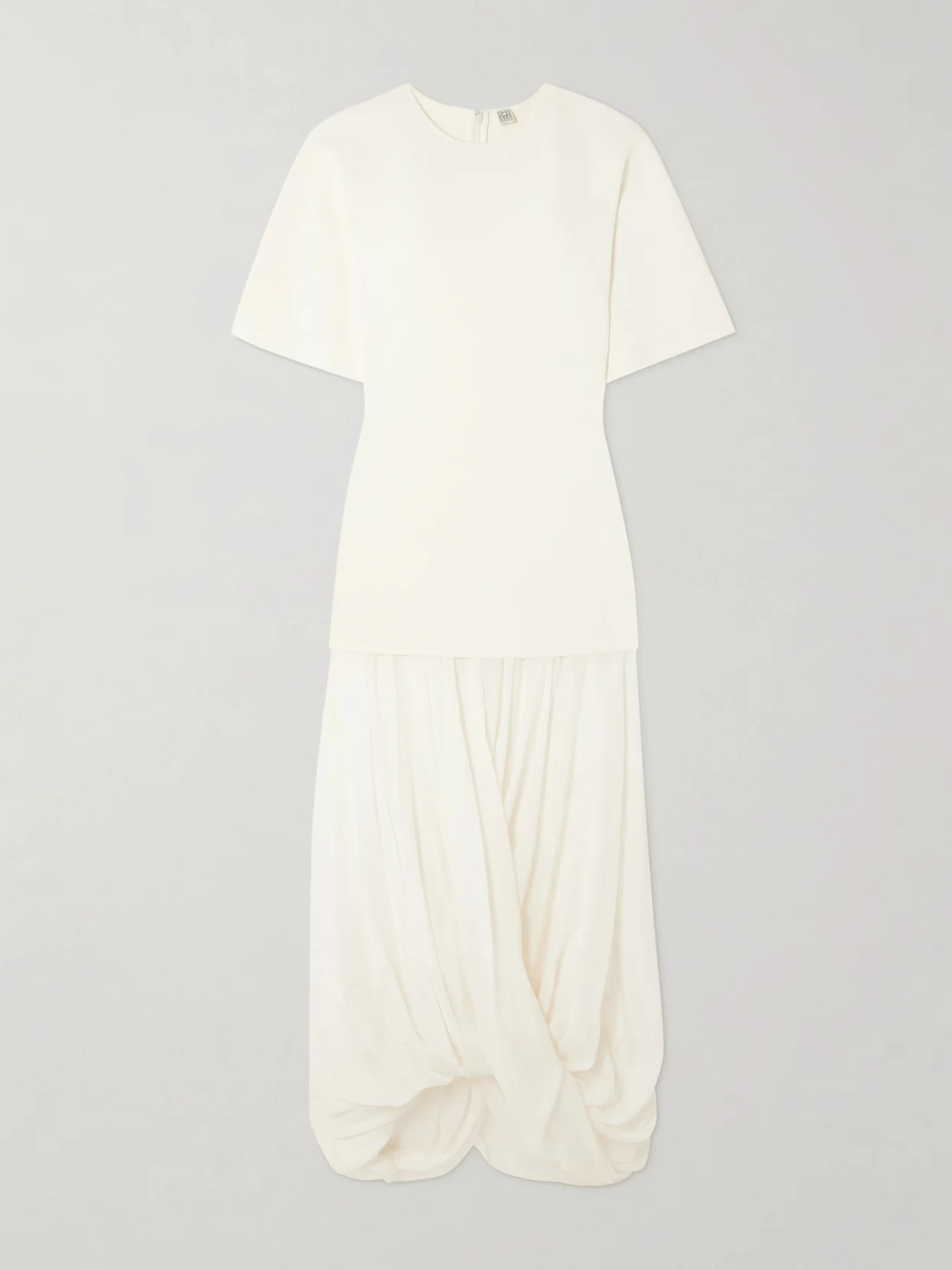 Cocoon Draped Voile-paneled Knitted Maxi Dress - 1