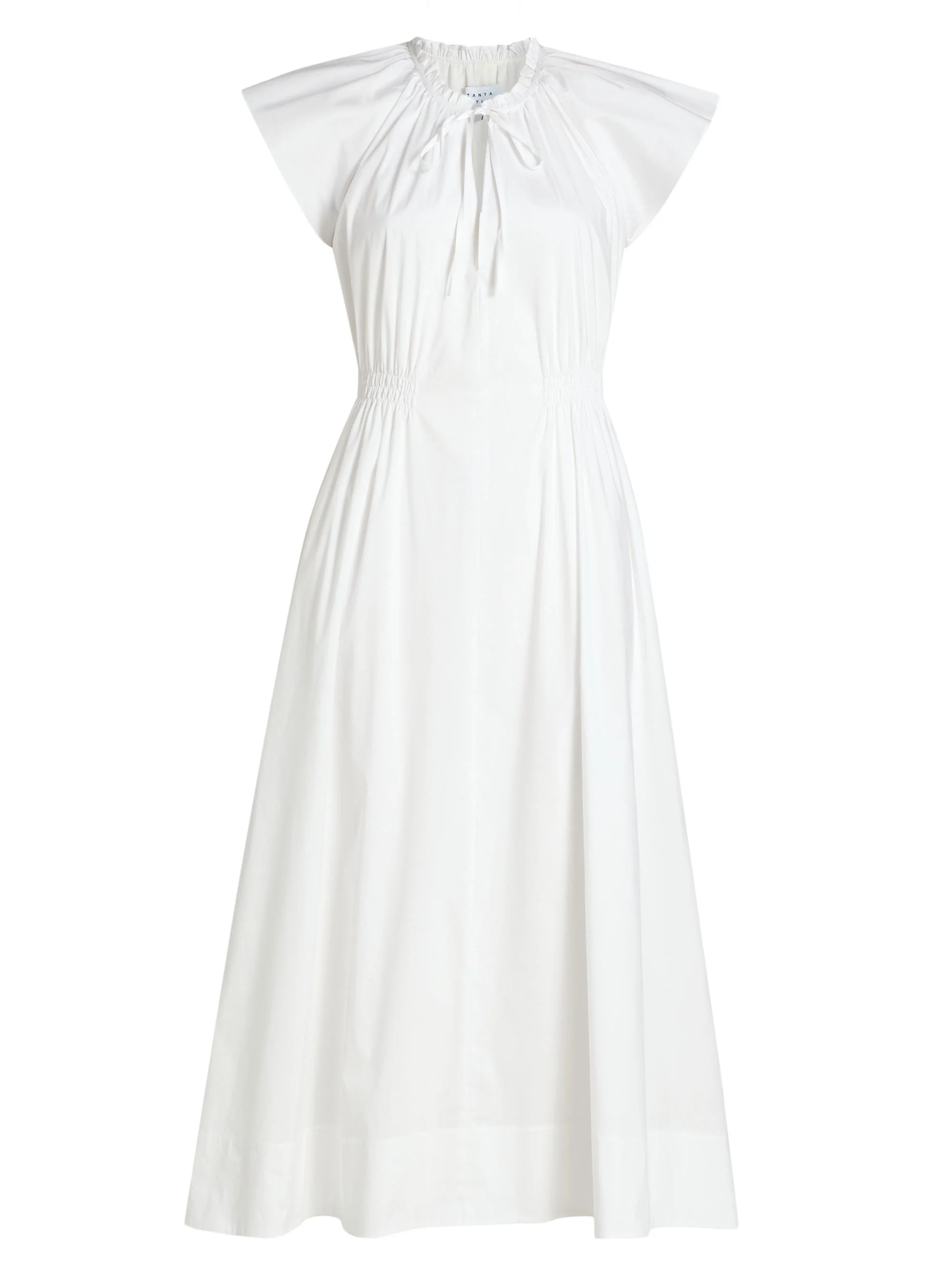 Women's Ivana Split Neck Cotton-Blend A-Line Midi-Dress - Optic White - 1