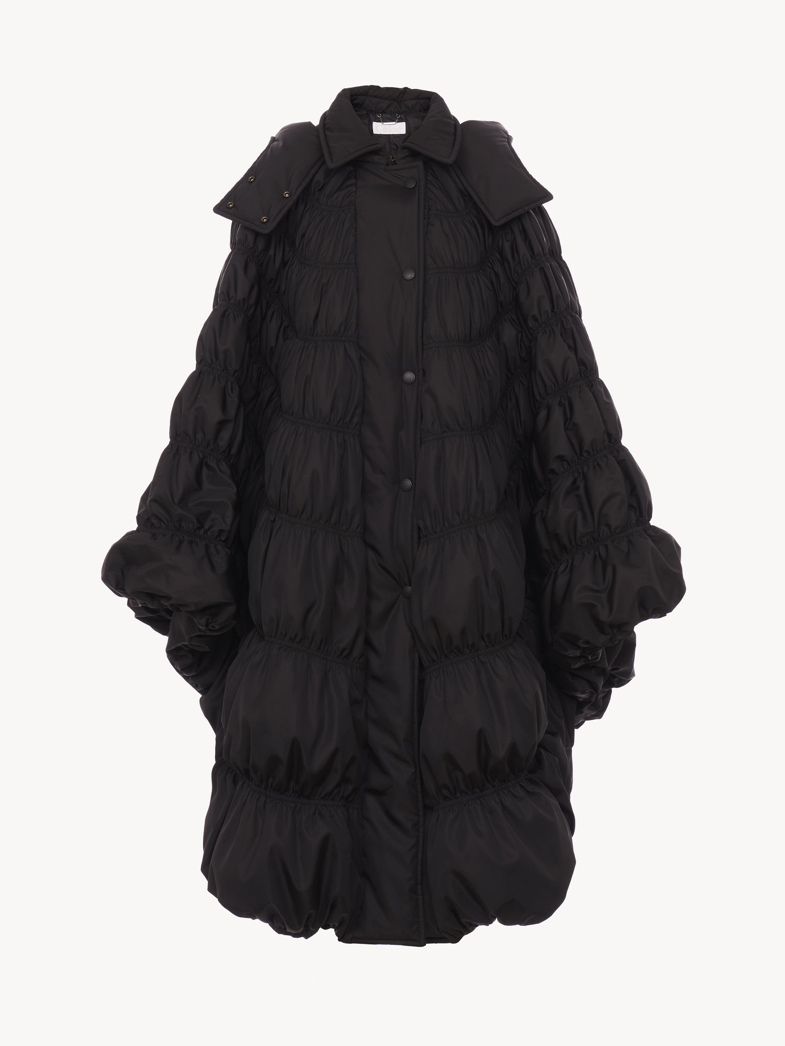 RUCHED PUFFER CAPE COAT - 2
