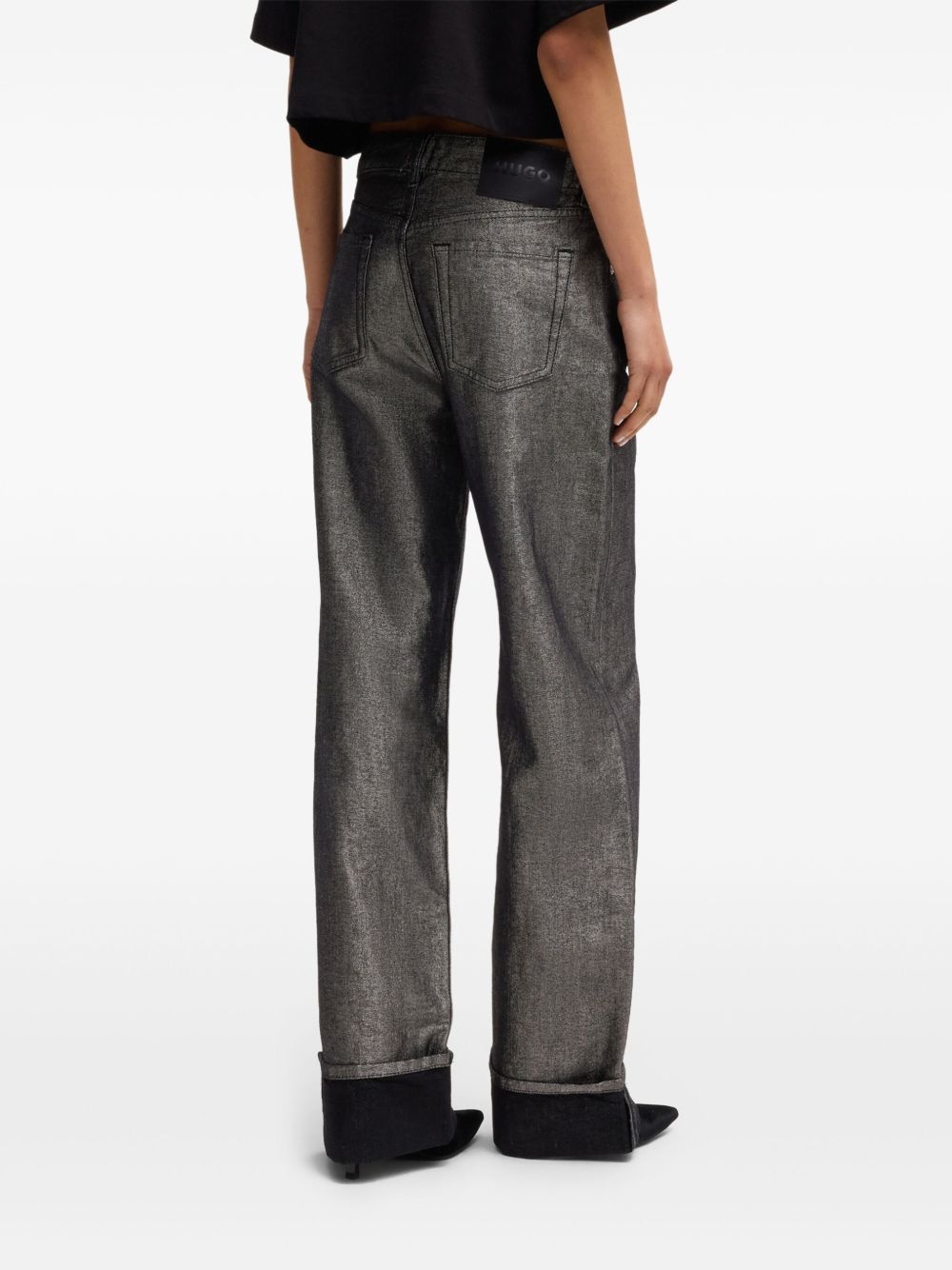 metallic hgh-waisted jeans - 4
