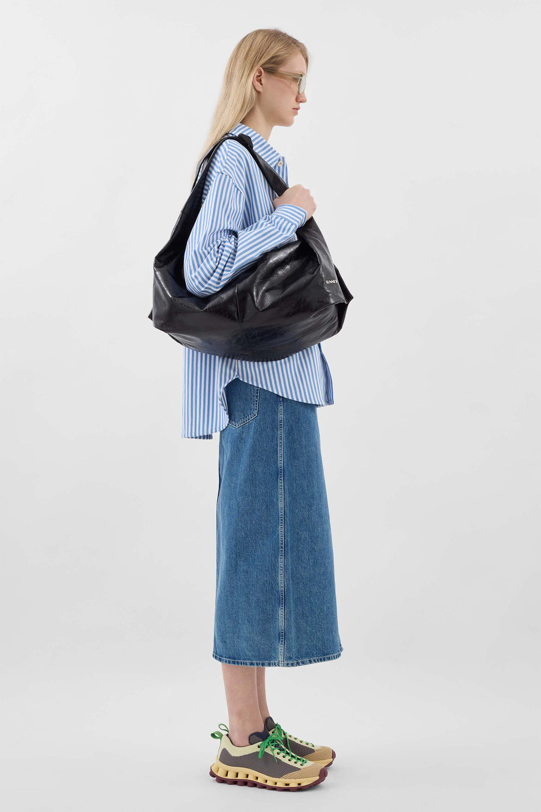 OVER SHIRT / azure & optical white stripes - 3