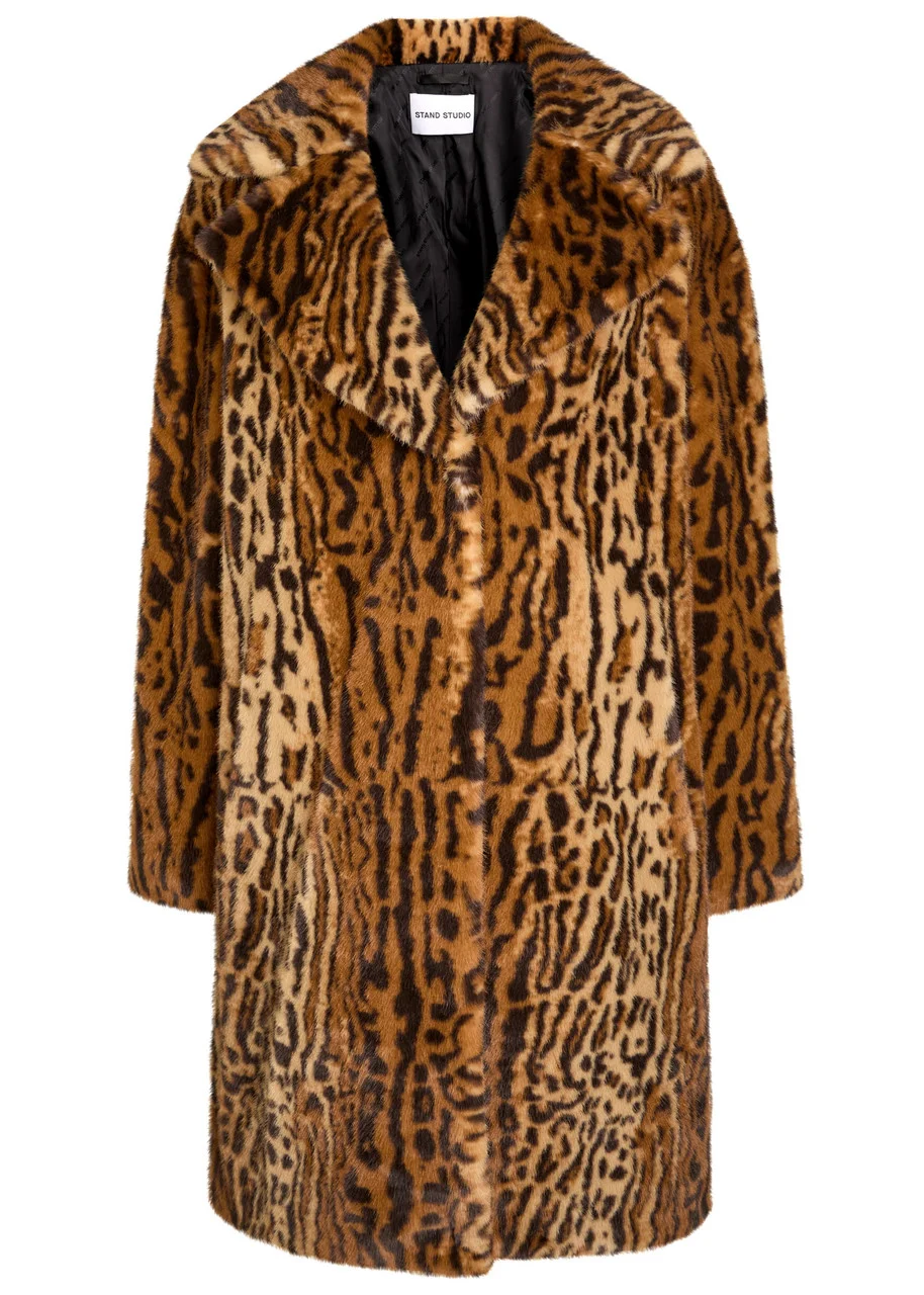 Stand Studio Camille Cocoon Leopard-print Faux fur Coat - 1