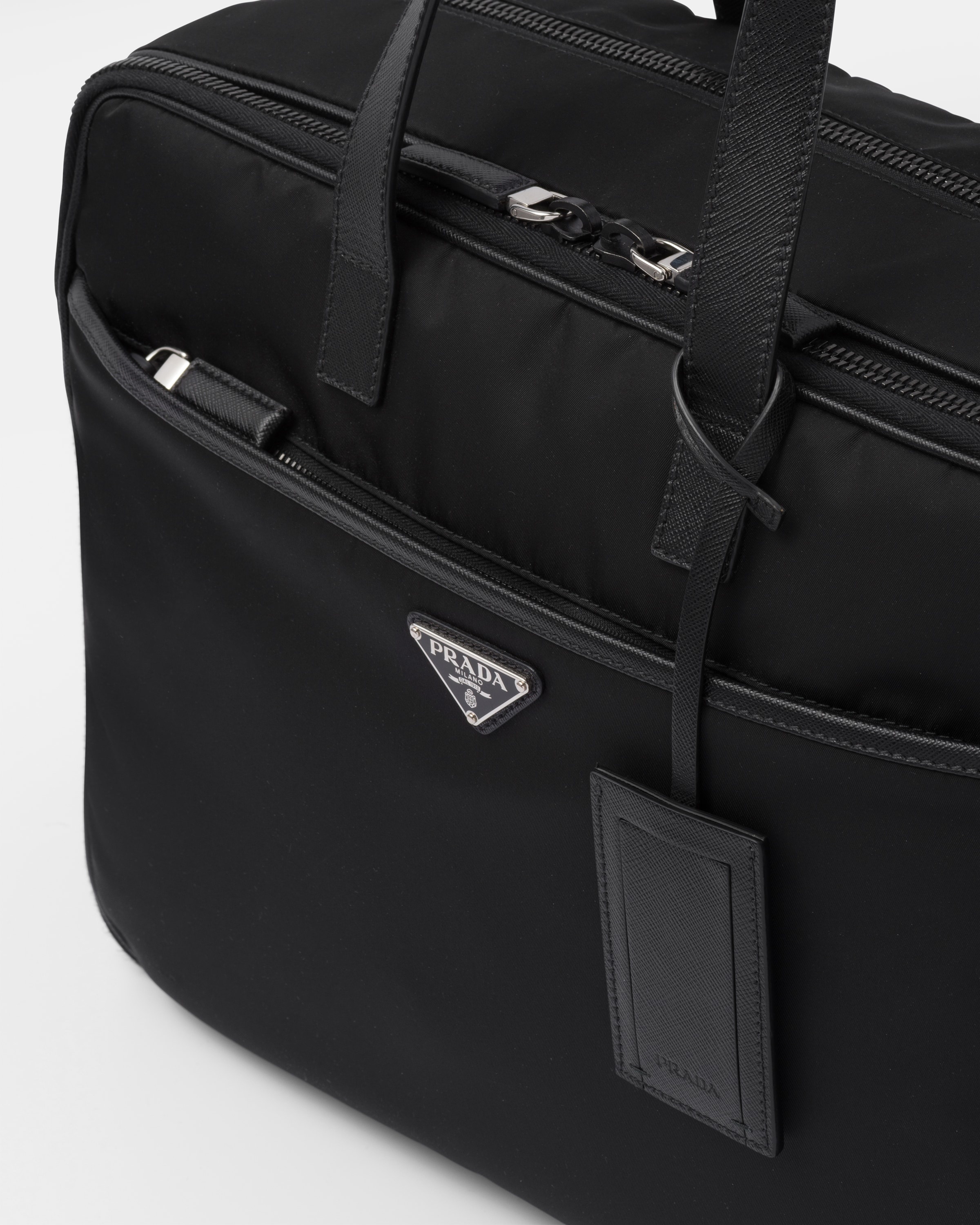 Re-Nylon and Saffiano leather briefcase - 6