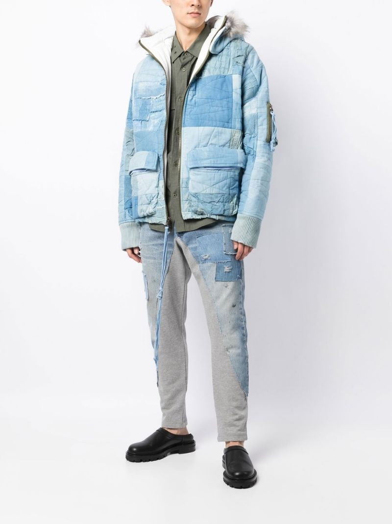 Greg Lauren paneled tapered jeans outlook