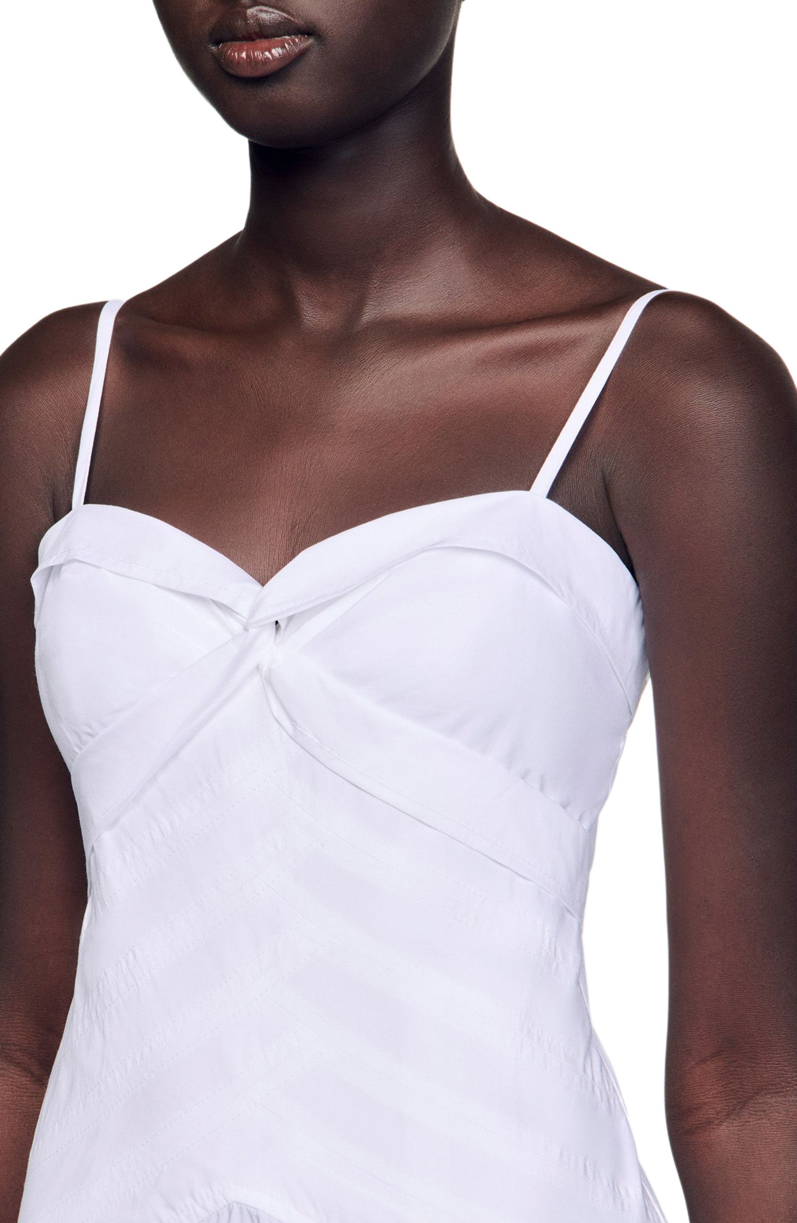 SANDRO Draped bustier maxi dress in White at Nordstrom - 4