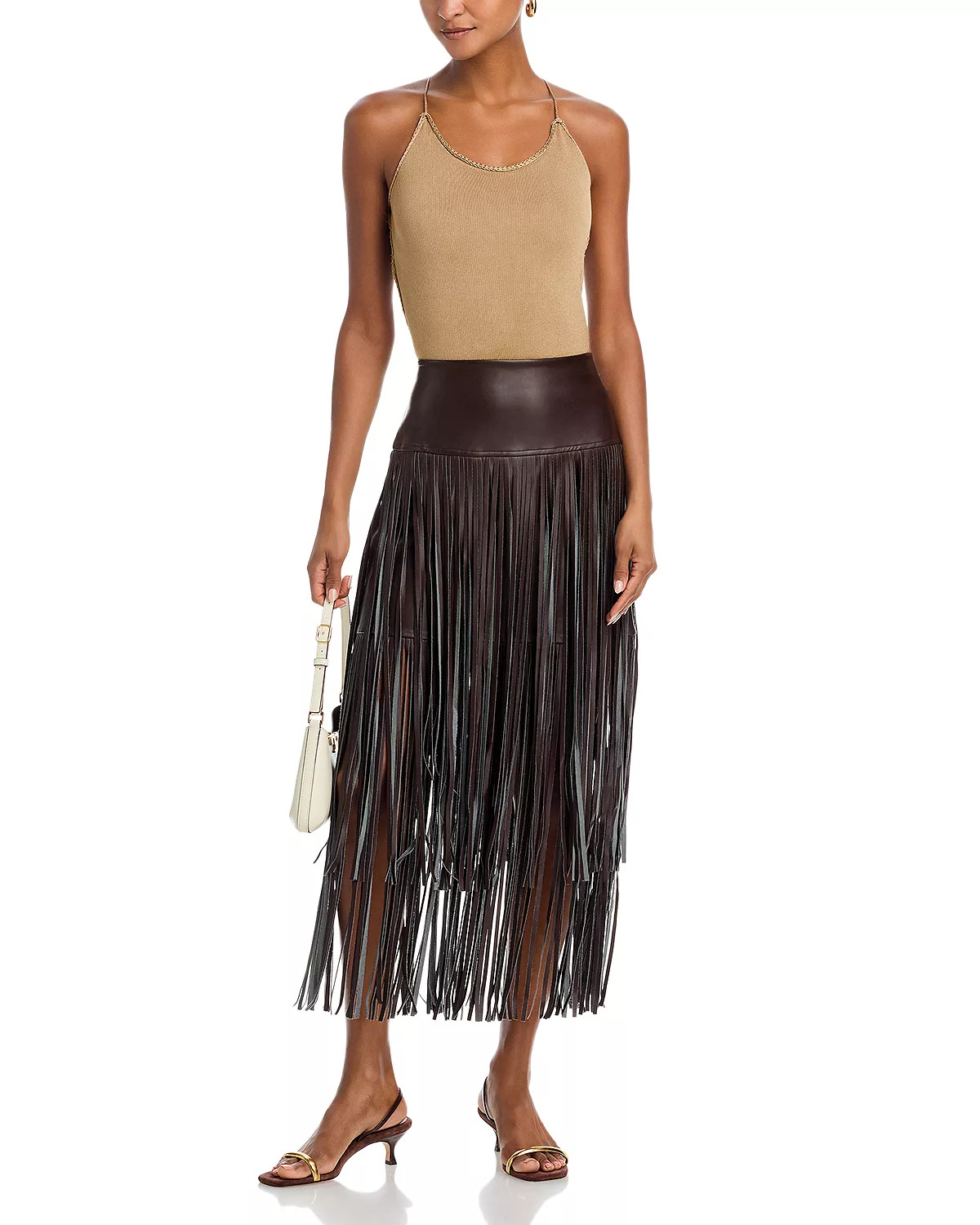 Karolina Faux Leather Fringe Skirt - 2