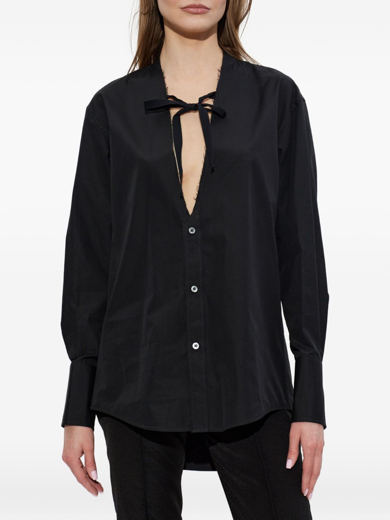 frayed-edge tie-fastening shirt 3