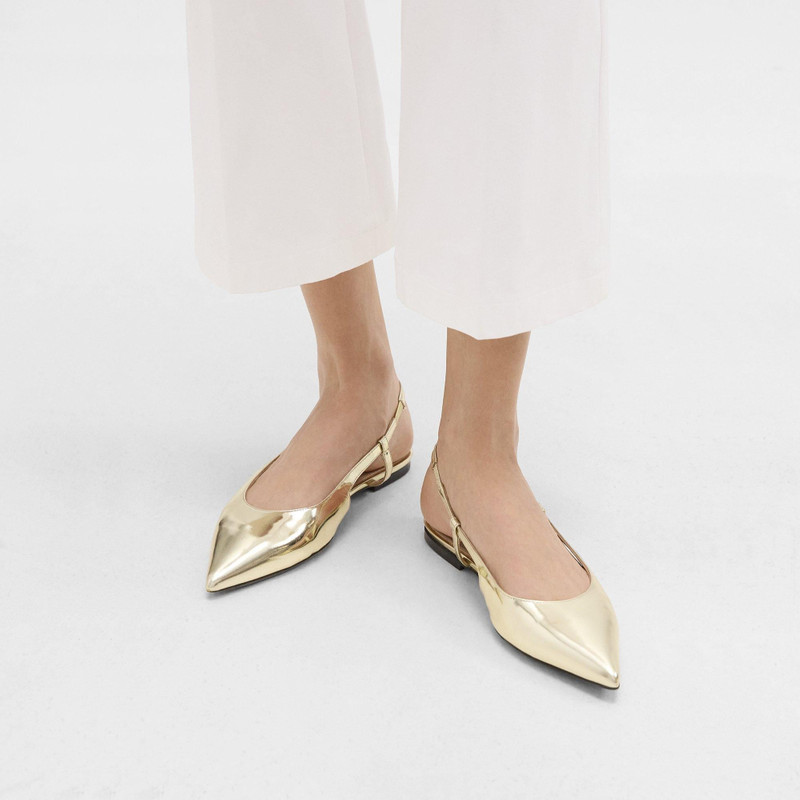 Theory Slingback Flat in Metallic Leather outlook