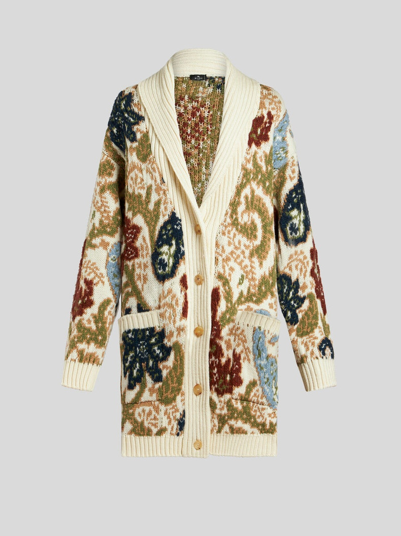 KNIT JACQUARD MAXI CARDIGAN - 1