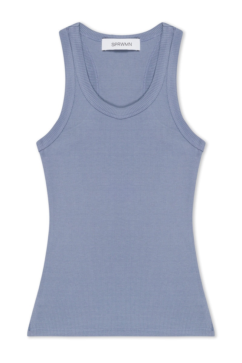 STEEL BLUE RIB FITTED SCOOPED TANK - 1