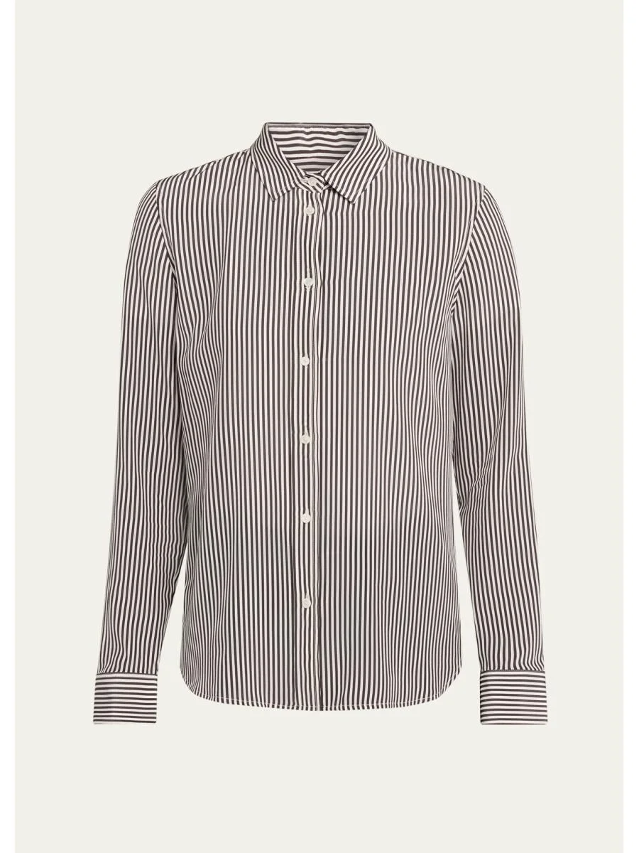 Spotted Silk Button-Down Blouse - 1