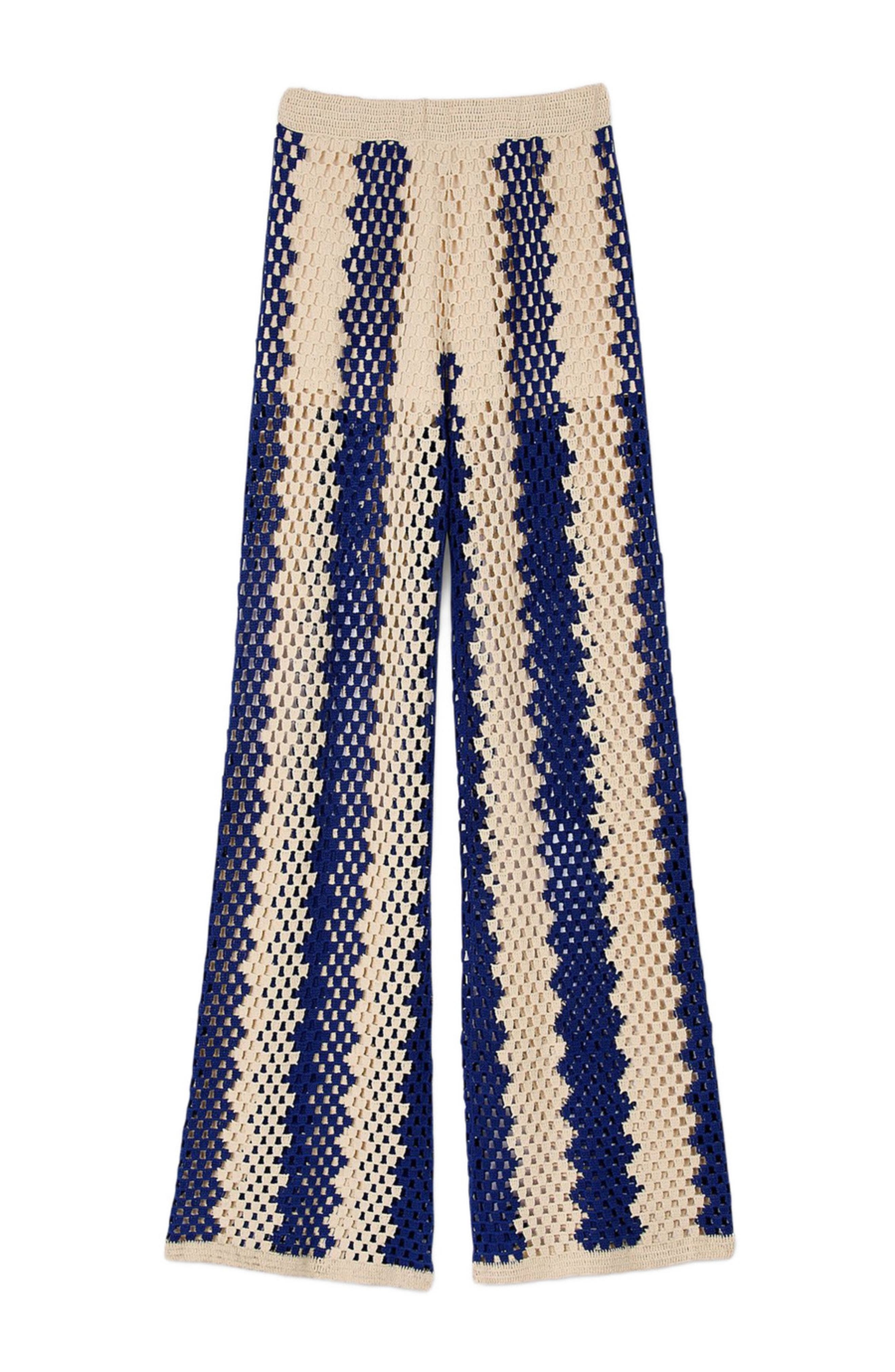 SANDRO Two-tone open weave trousers in Blue /Ecru at Nordstrom - 5