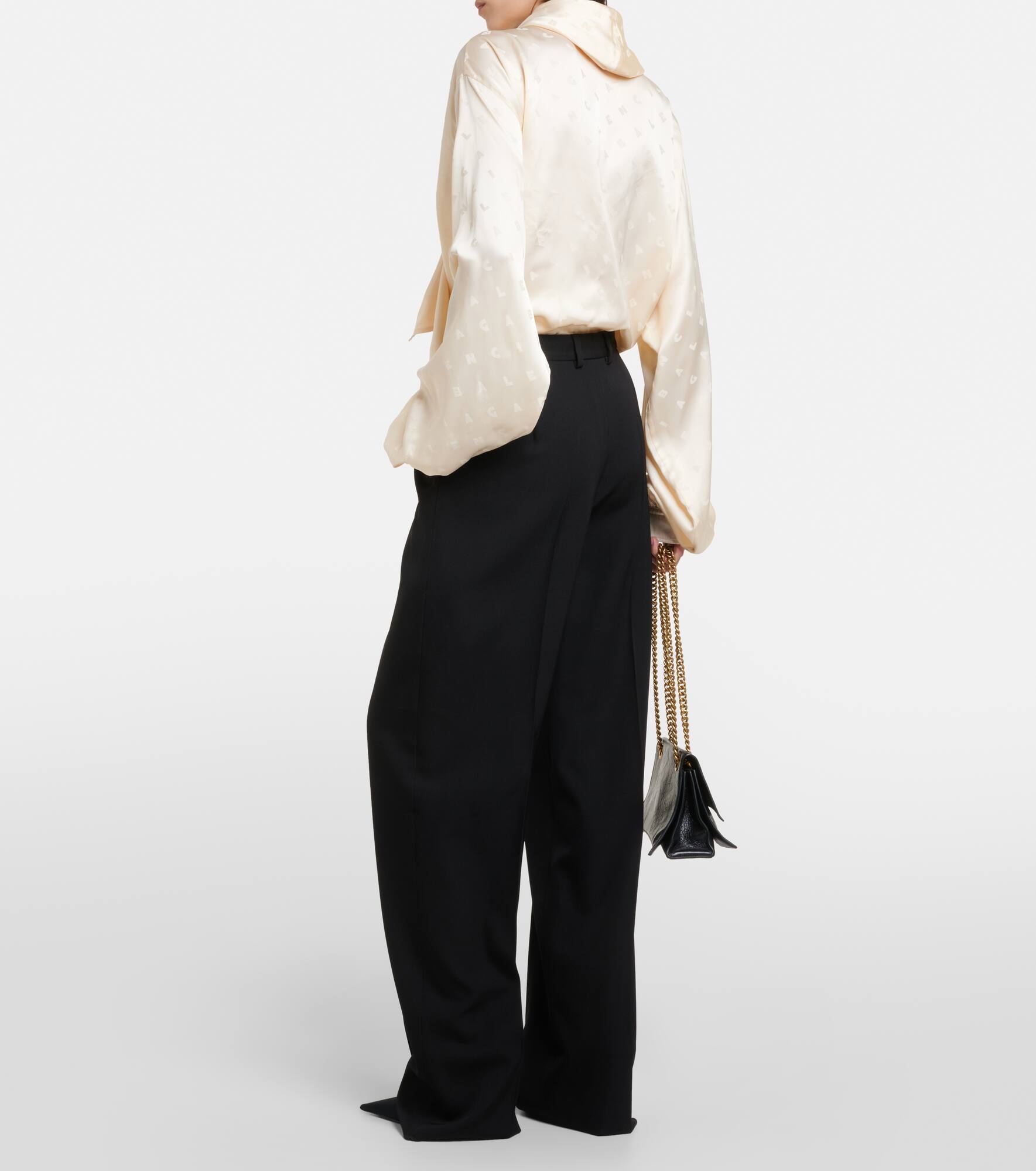 Mid-rise wool wide-leg pants - 3