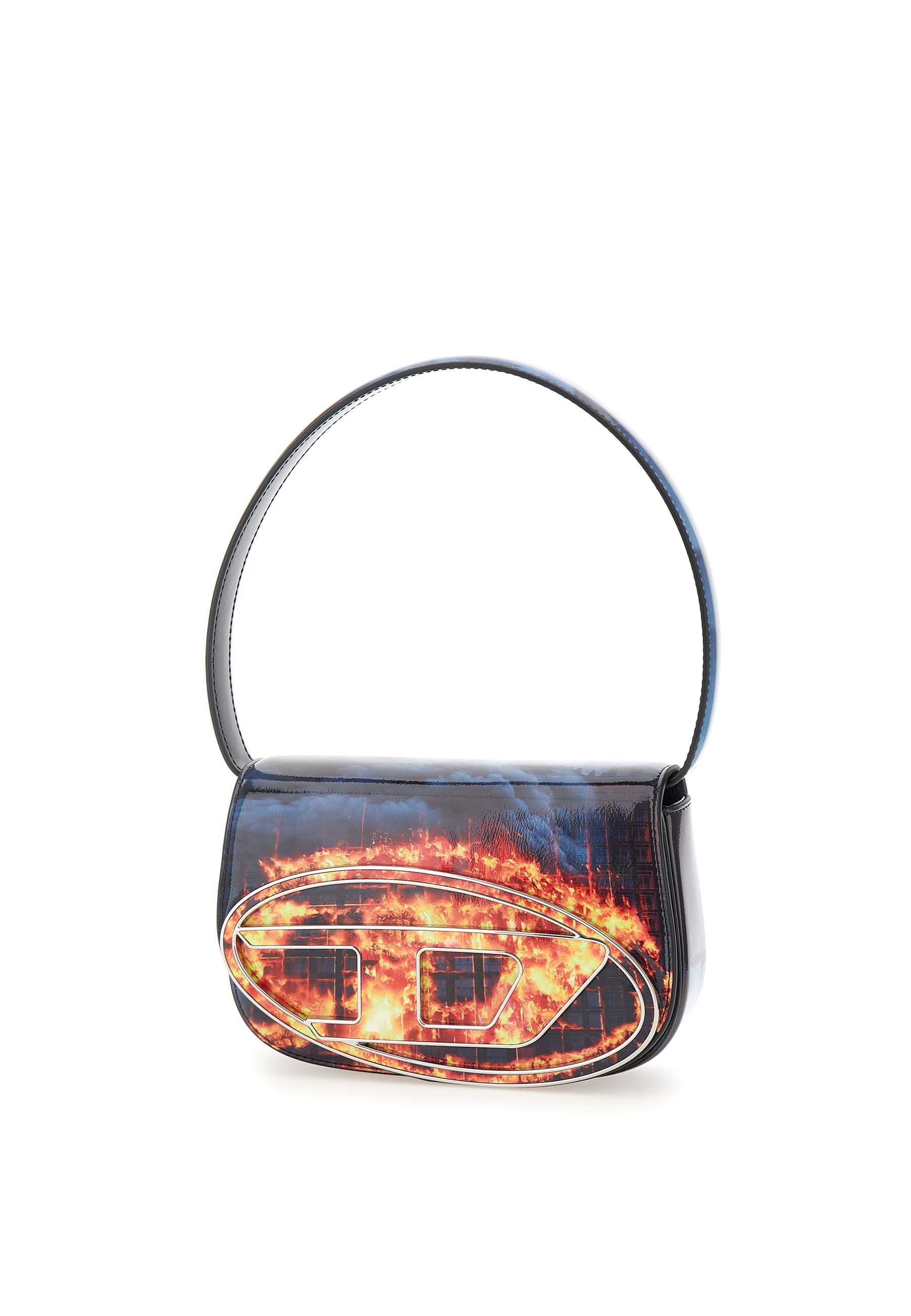Diesel 1dr Patent Leather Shoulder Bag Sky And Fire Pattern - 5