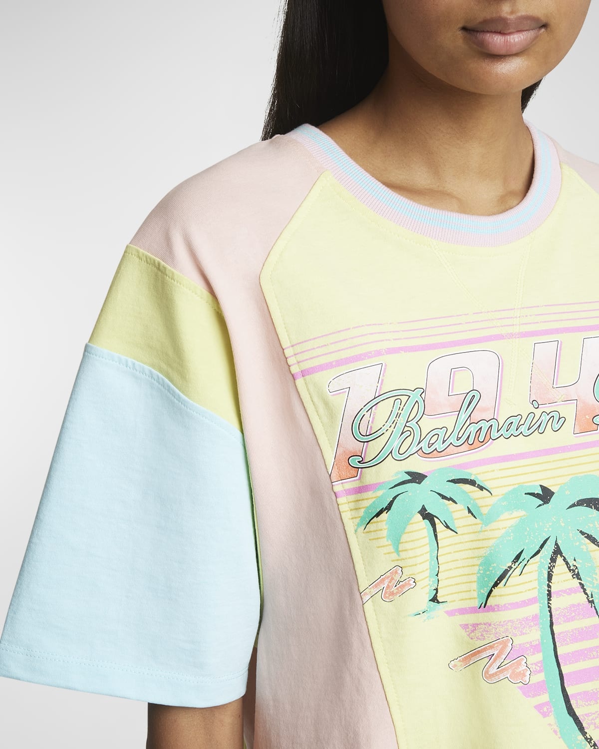 Palm Tree Colorblock Short-Sleeve Logo Crop T-Shirt - 5