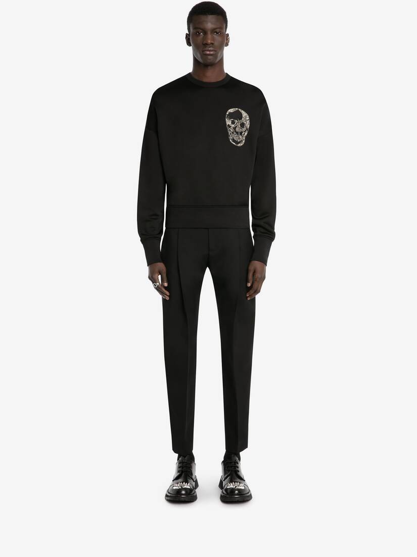 Men's Skull Motif Sweatshirt in Black - 2
