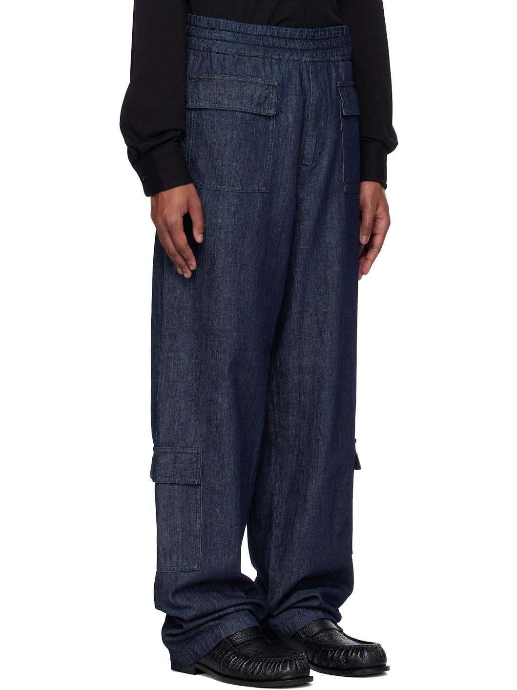 Indigo Elasticized Cargo Jeans - 2